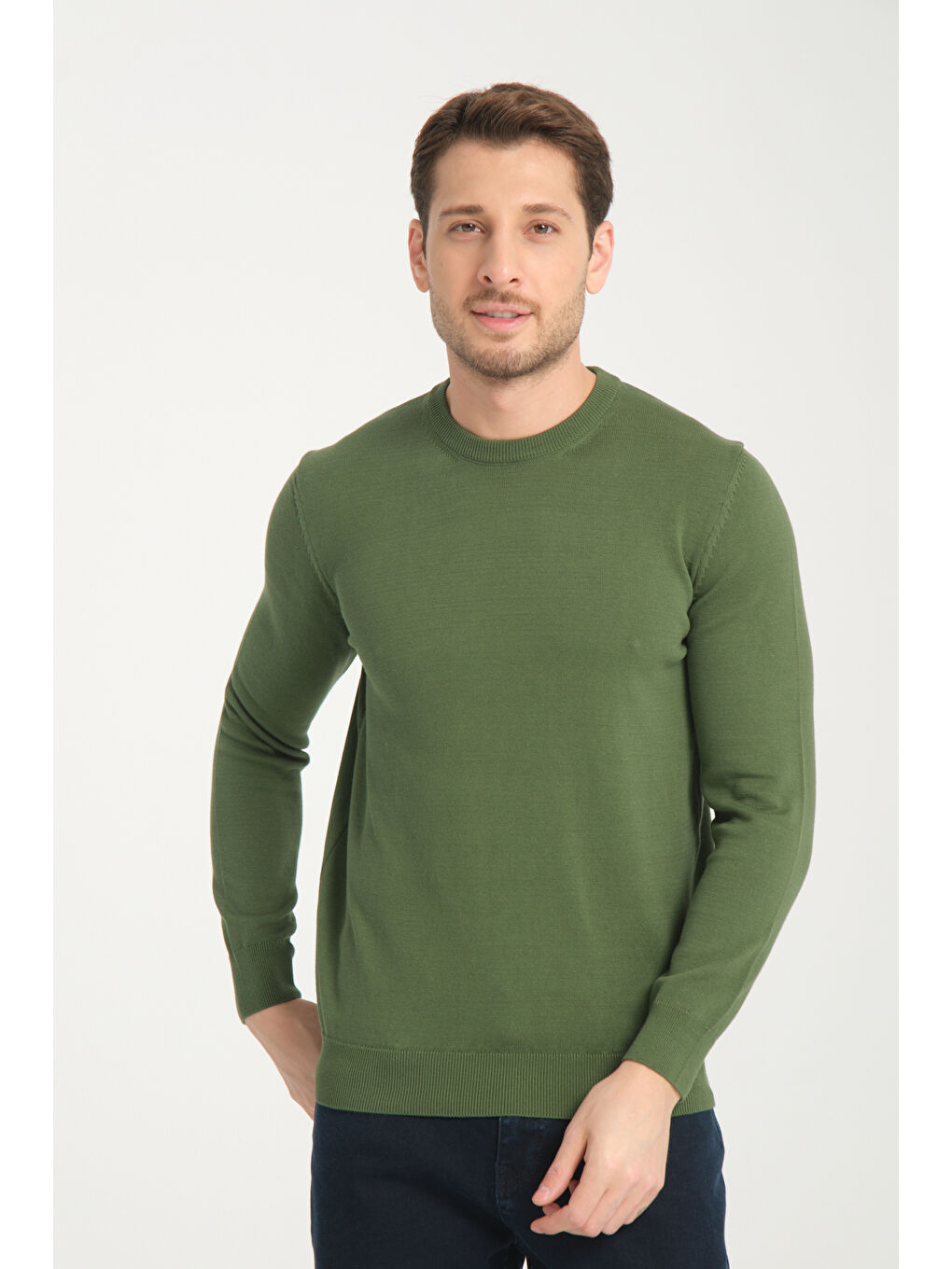 Yeşil Bisiklet Yaka Erkek Kazak 1001