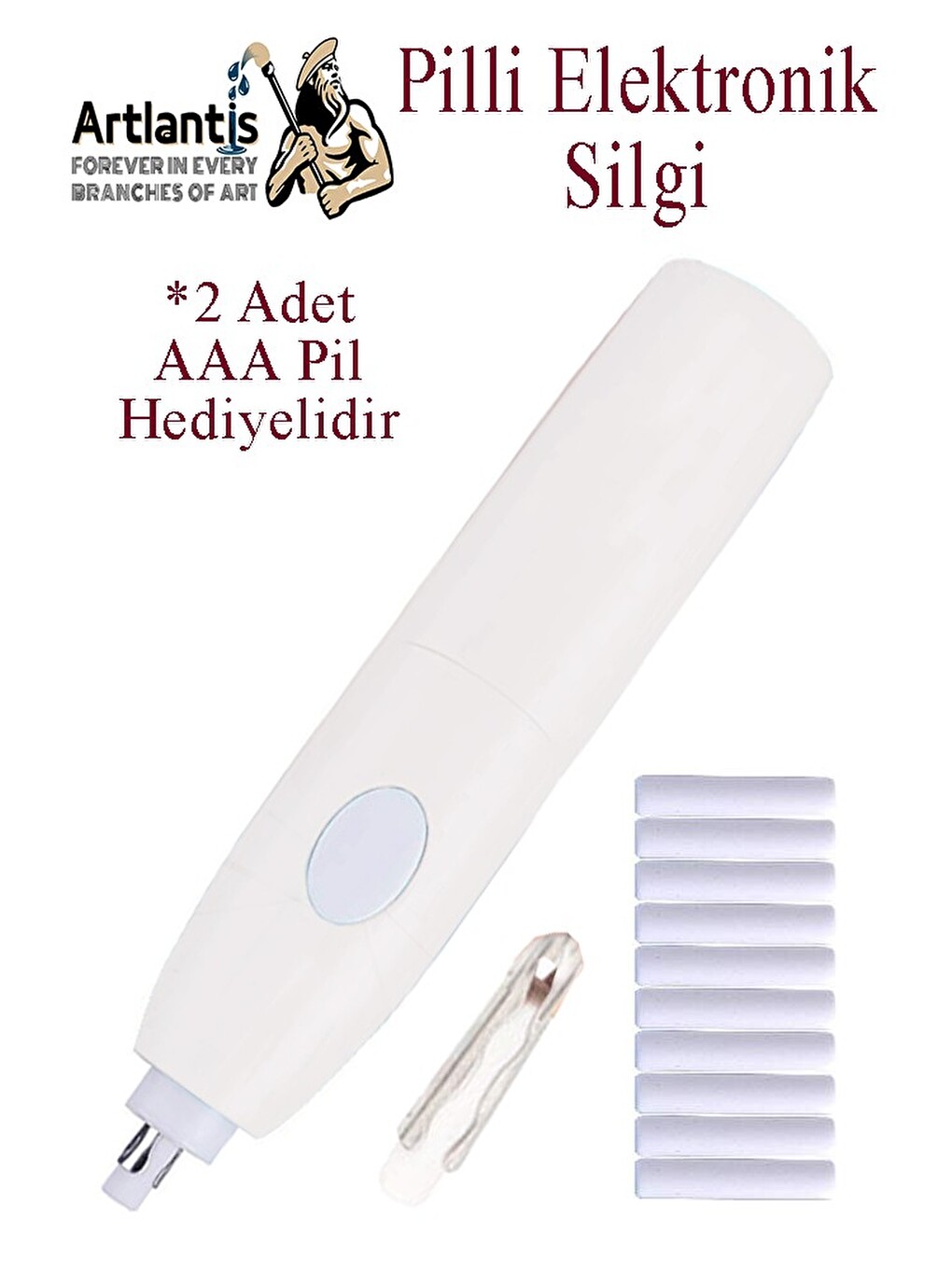 Elektronik Silgi Pilli 1 Paket Otomatik Elektrikli Taşınabilir Kalem Silgi Kara Kalem Eskiz Çizim Gr