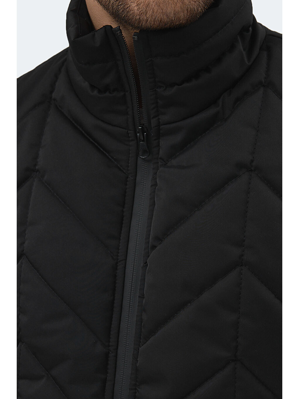 BEAST Erkek Dik Yaka Fermuarlı Siyah Mont & Kaban-1