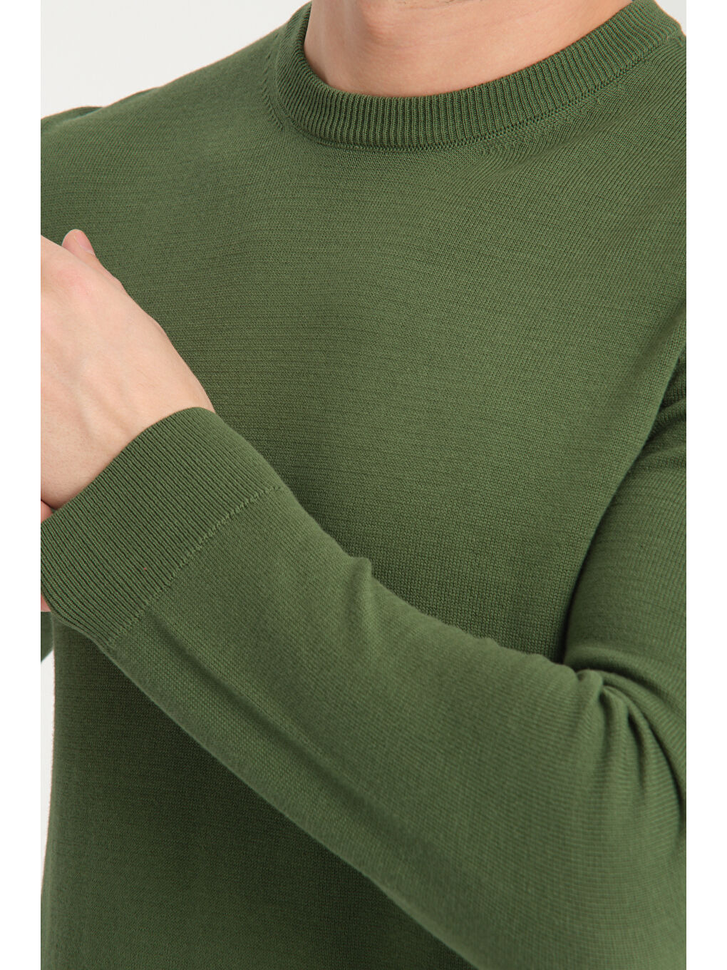 Yeşil Bisiklet Yaka Erkek Kazak 1001-2