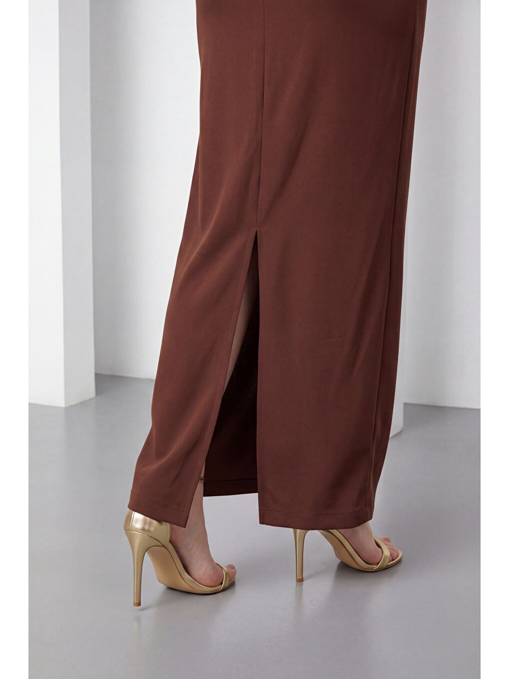 Kadın Kahverengi Dar Kalıp Kalp Yaka Kolları Payetli Söz Nişan Nikah Abiye-3