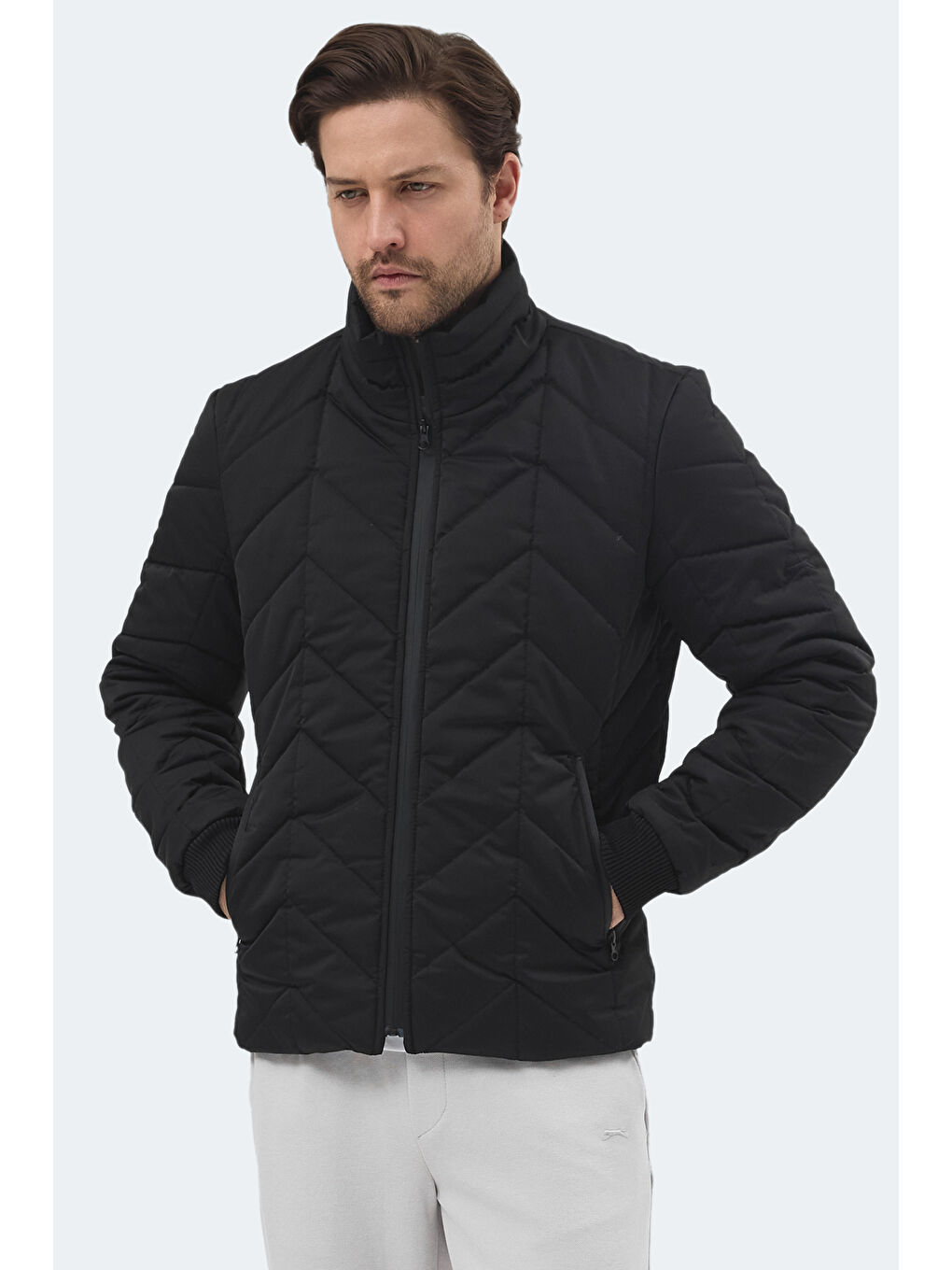 BEAST Erkek Dik Yaka Fermuarlı Siyah Mont & Kaban-3