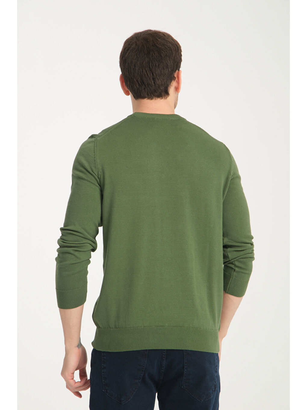 Yeşil Bisiklet Yaka Erkek Kazak 1001-3