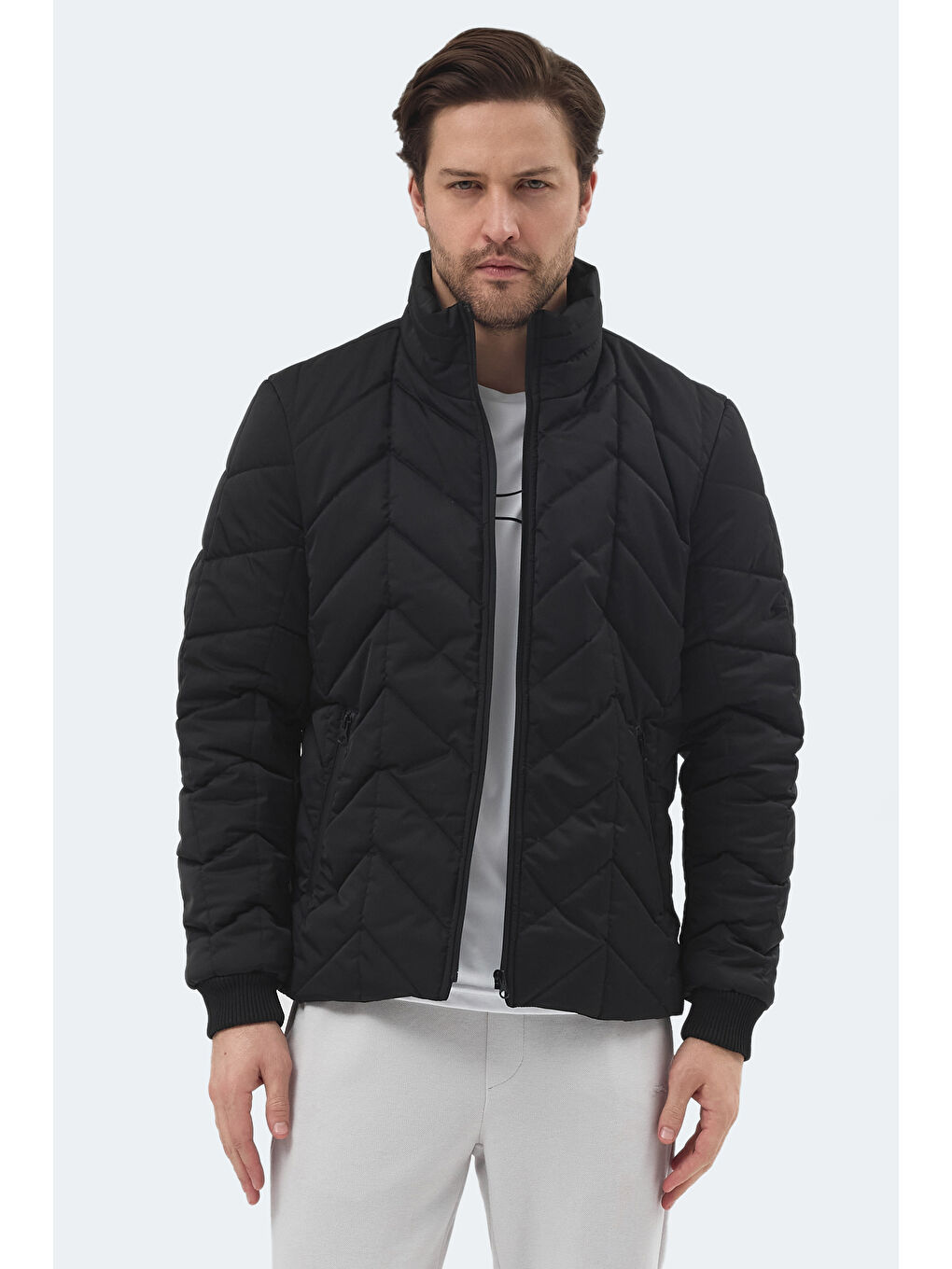 BEAST Erkek Dik Yaka Fermuarlı Siyah Mont & Kaban-4