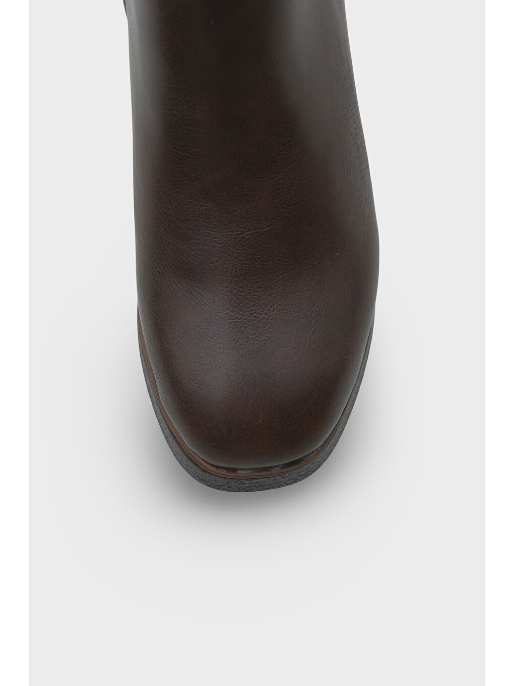 Kahverengi Sherry 1504 Yuvarlak Burunlu Yandan Fermuarlı Orta Topuklu Kadın Bot-2