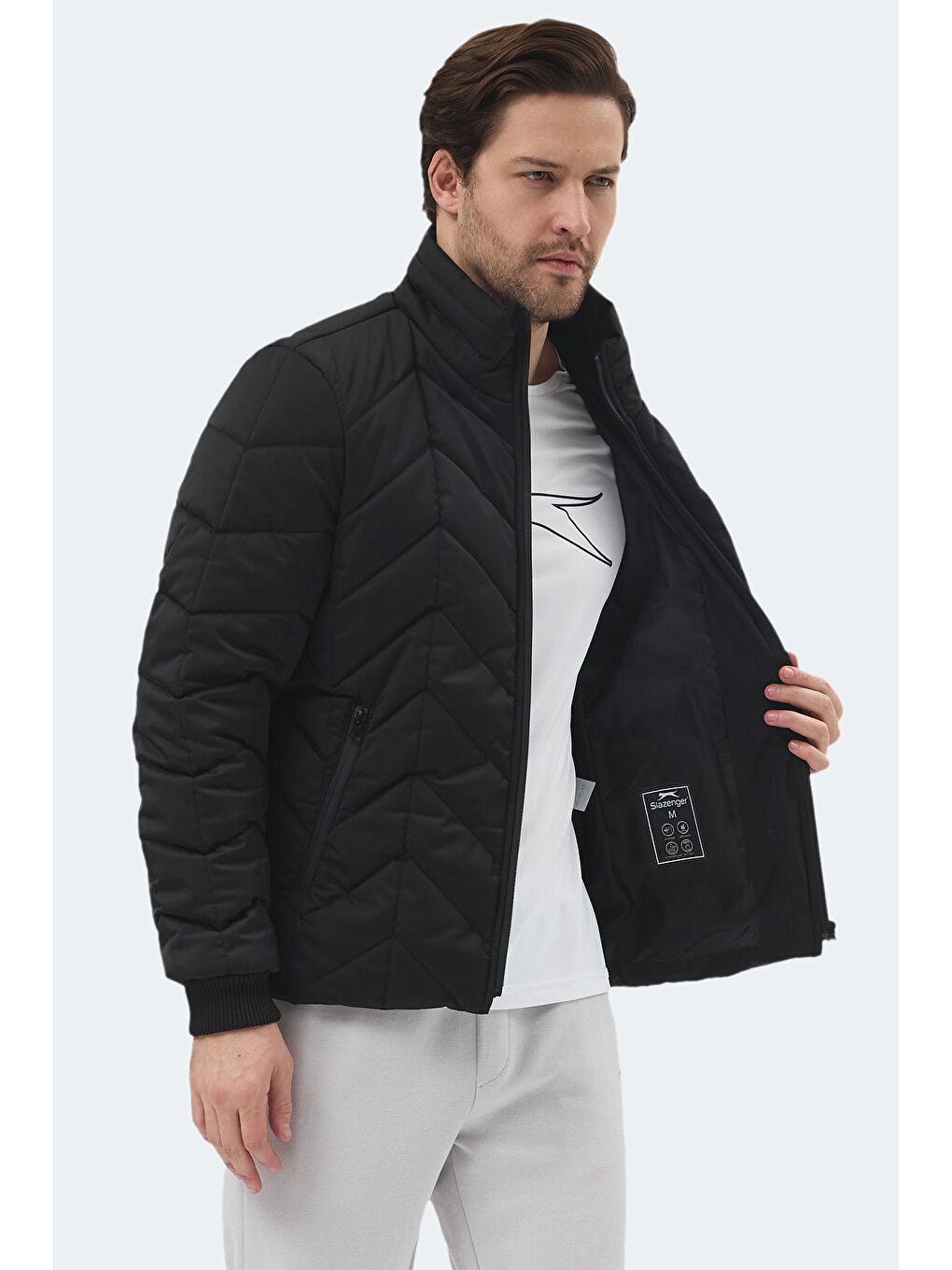 BEAST Erkek Dik Yaka Fermuarlı Siyah Mont & Kaban-5