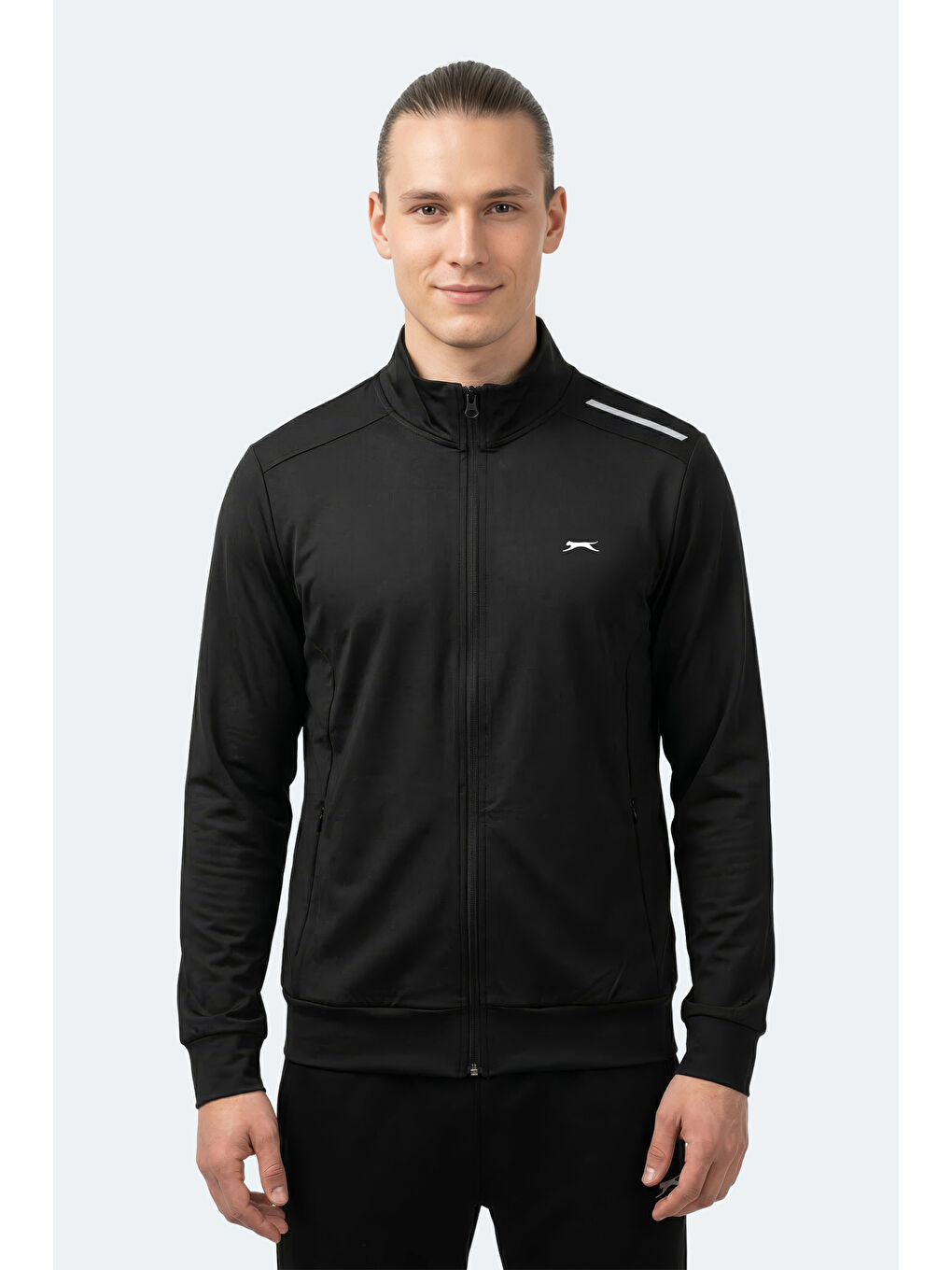 REVOLVER Erkek Fermuarlı Dik Yaka Cepli Siyah Sweatshırt