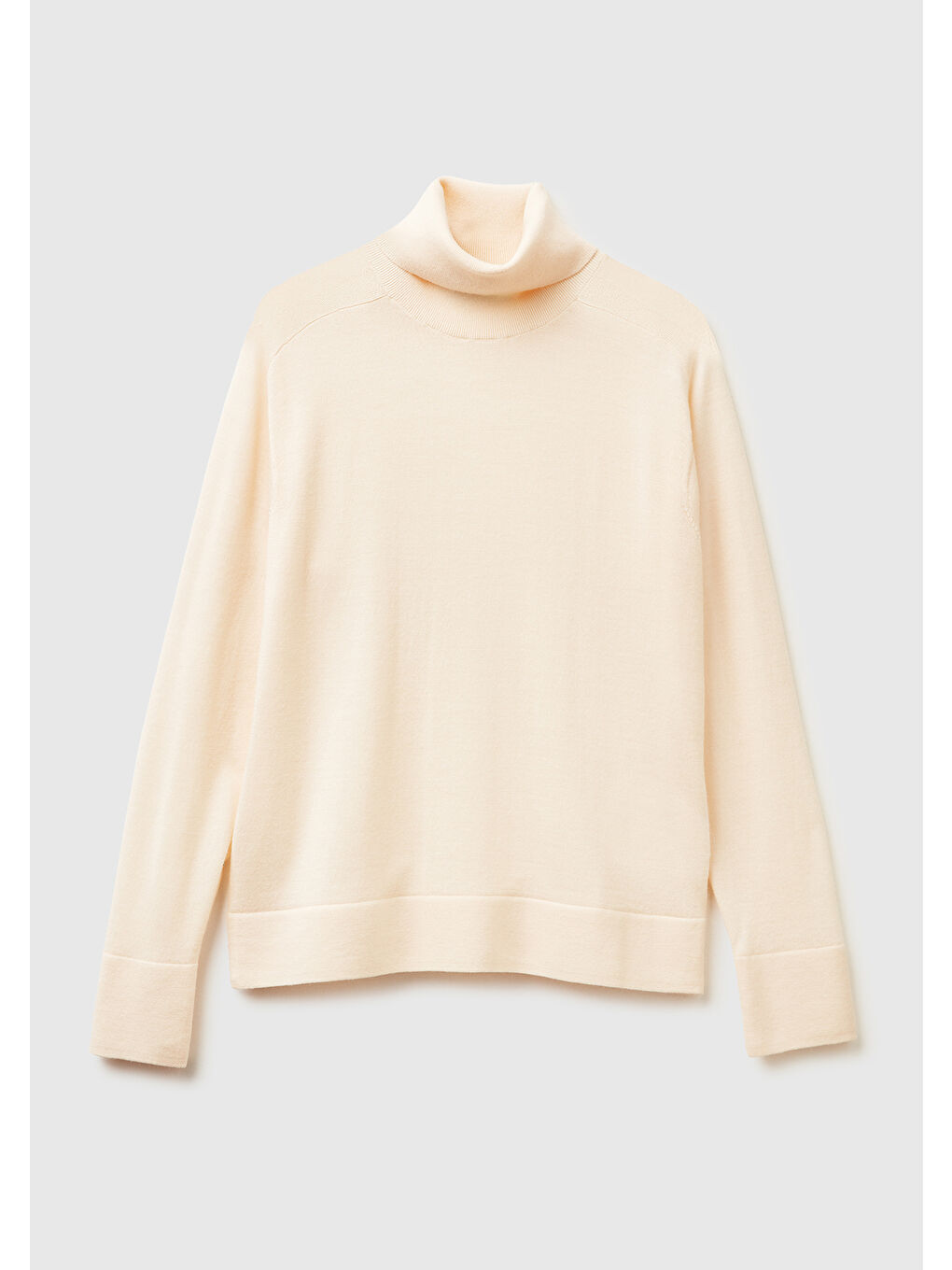 Pembe Kadın Pudra %100 Yün Ribana Detaylı Balıkçı Yaka Kazak-1