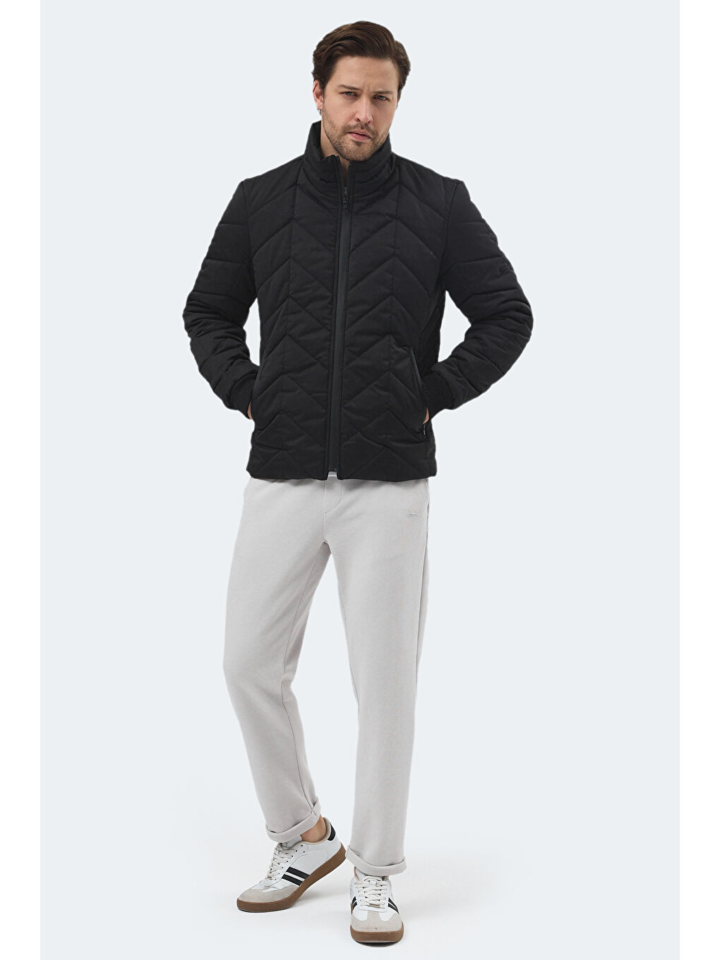 BEAST Erkek Dik Yaka Fermuarlı Siyah Mont & Kaban-6