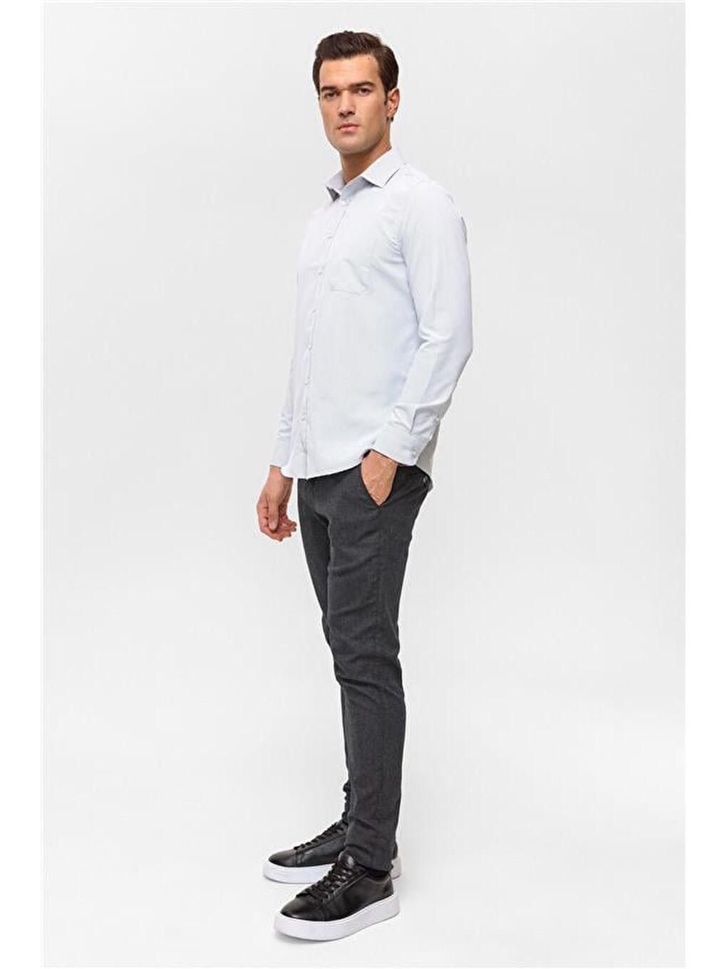 Lacivert Regular Klasik Yaka Casual Gömlek