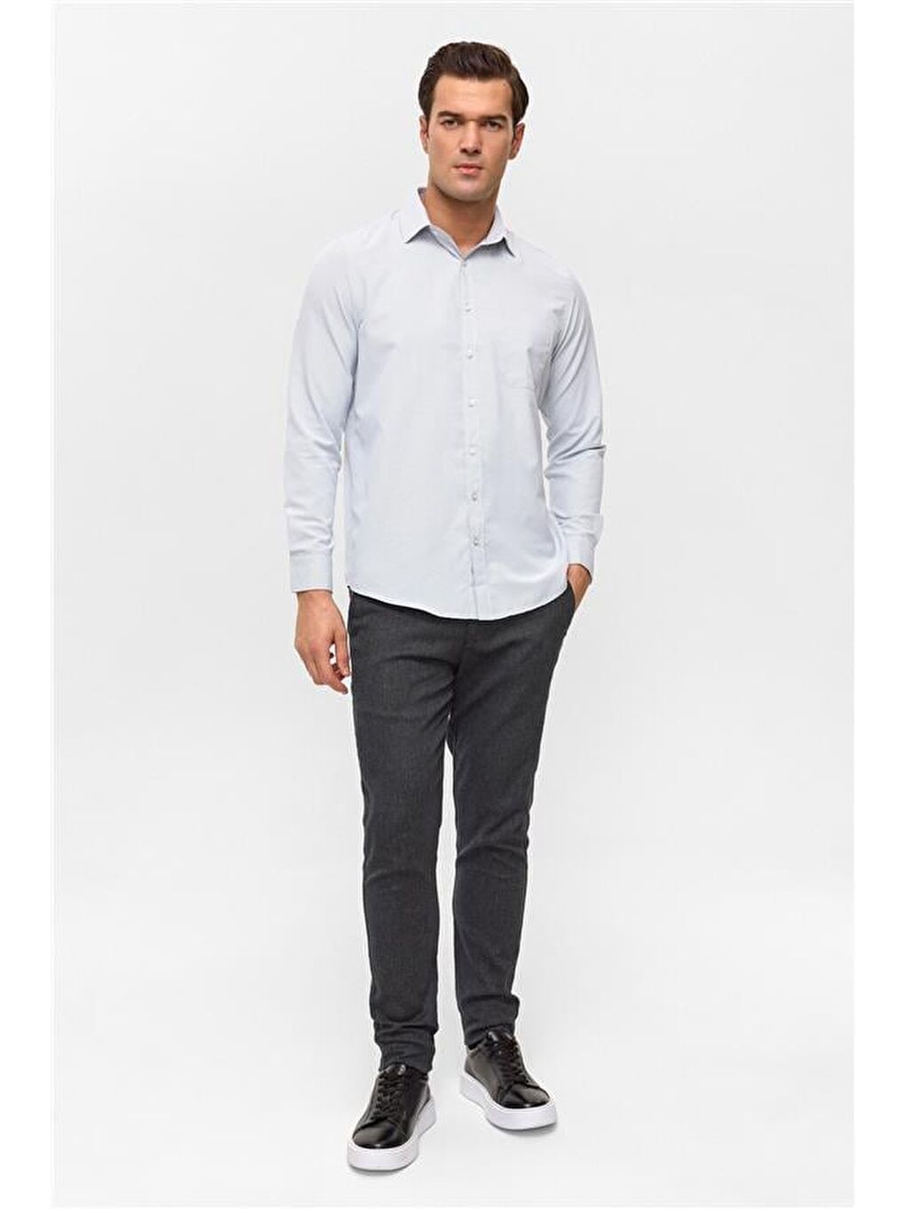 Lacivert Regular Klasik Yaka Casual Gömlek-1