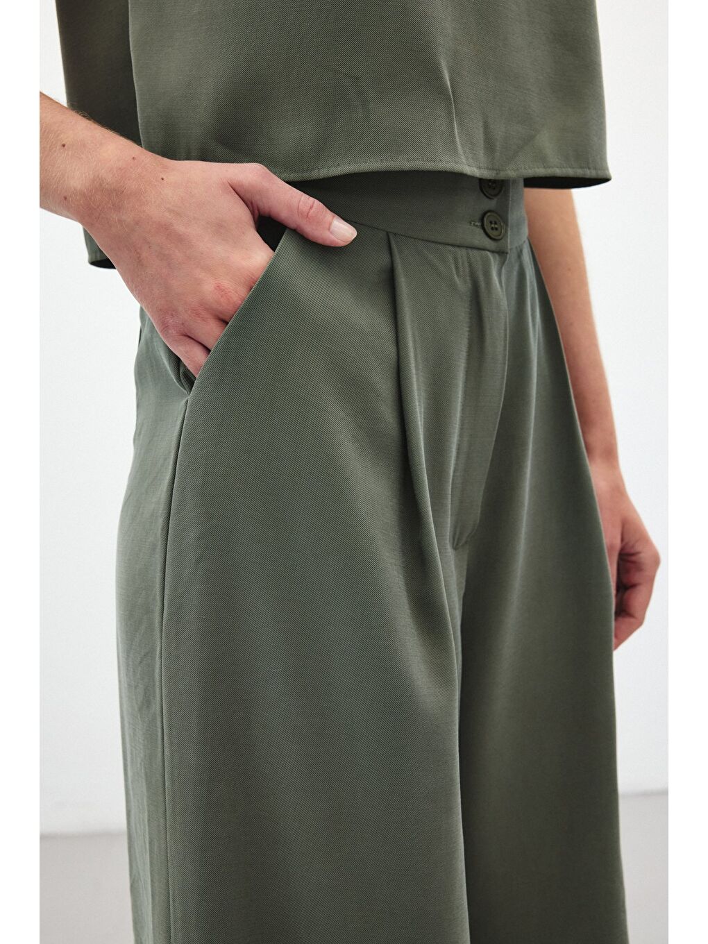 Geniş Paça Pantolon - Haki-6