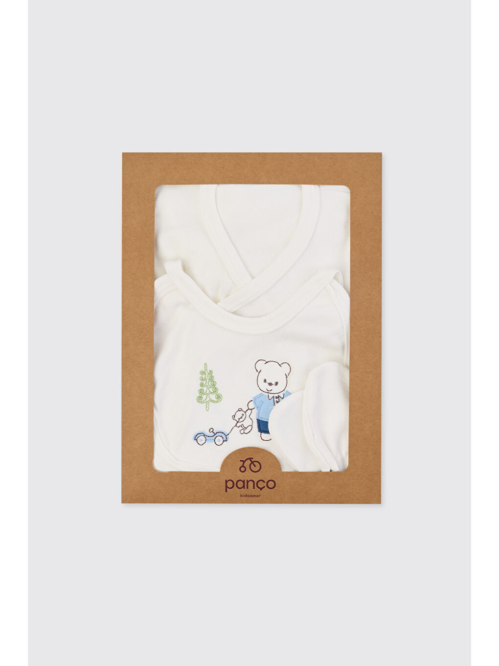 Yenidoğan Ayıcık Detaylı Ekru 5'li Hastane Çıkış Seti-8