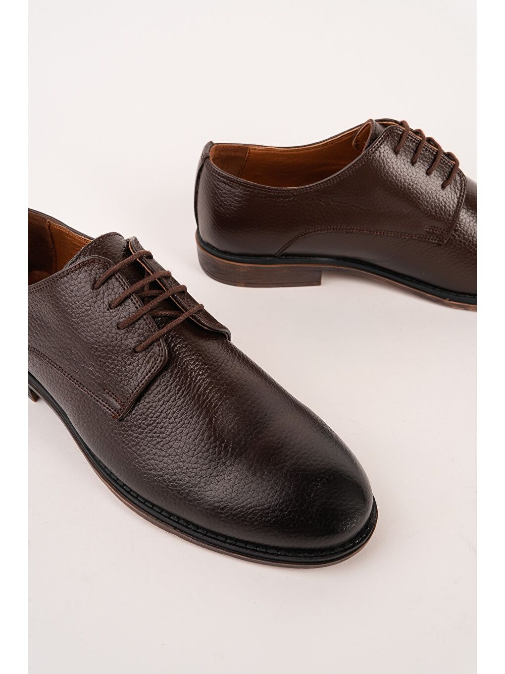 Kahverengi MATHEW Hakiki Deri Bağcıklı Erkek Günlük Klasik Casual Ayakkabı-2