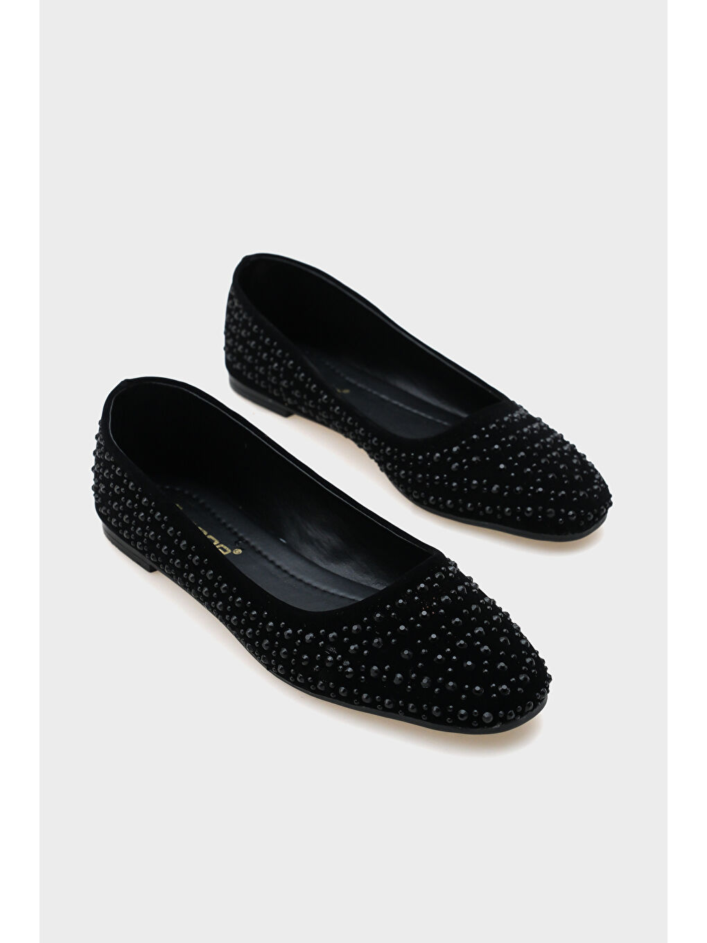 Siyah Karla Kadın Taşlı Babet-2