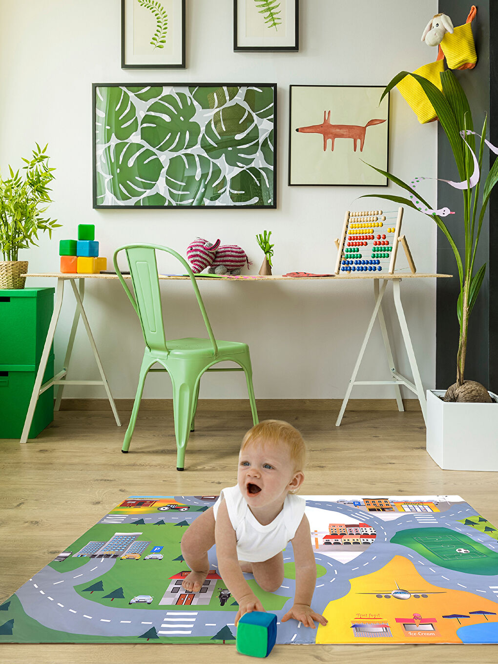 Safemom City Oyun Matı 150x150 Cm Yeşil