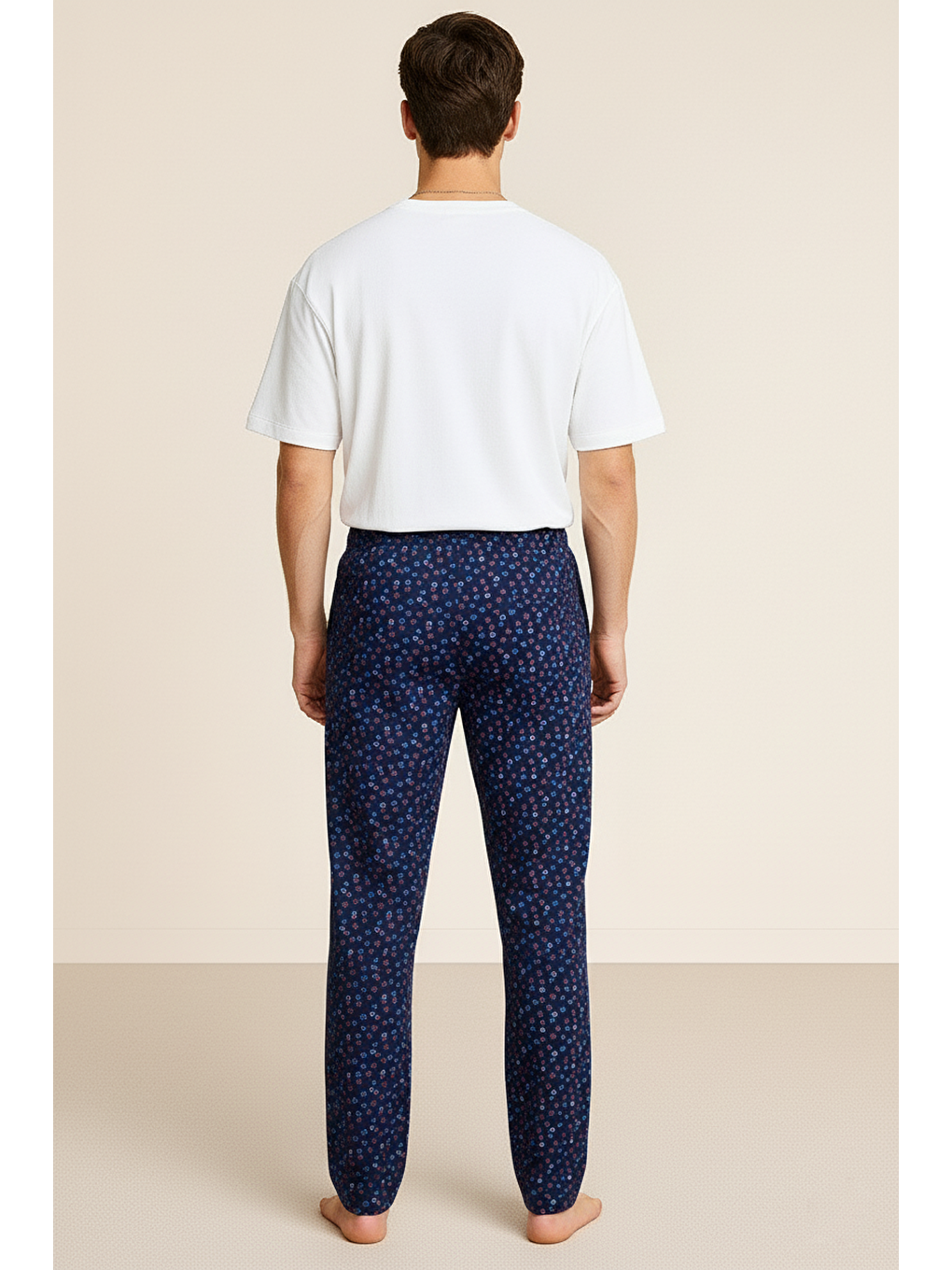 Lacivert Erkek %100 Pamuk Cepli Ekose Pijama Altı | Desen 9 040-1