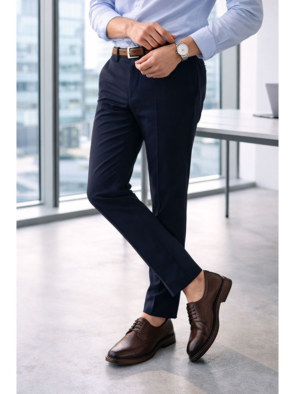 Kahverengi MATHEW Hakiki Deri Bağcıklı Erkek Günlük Klasik Casual Ayakkabı-6