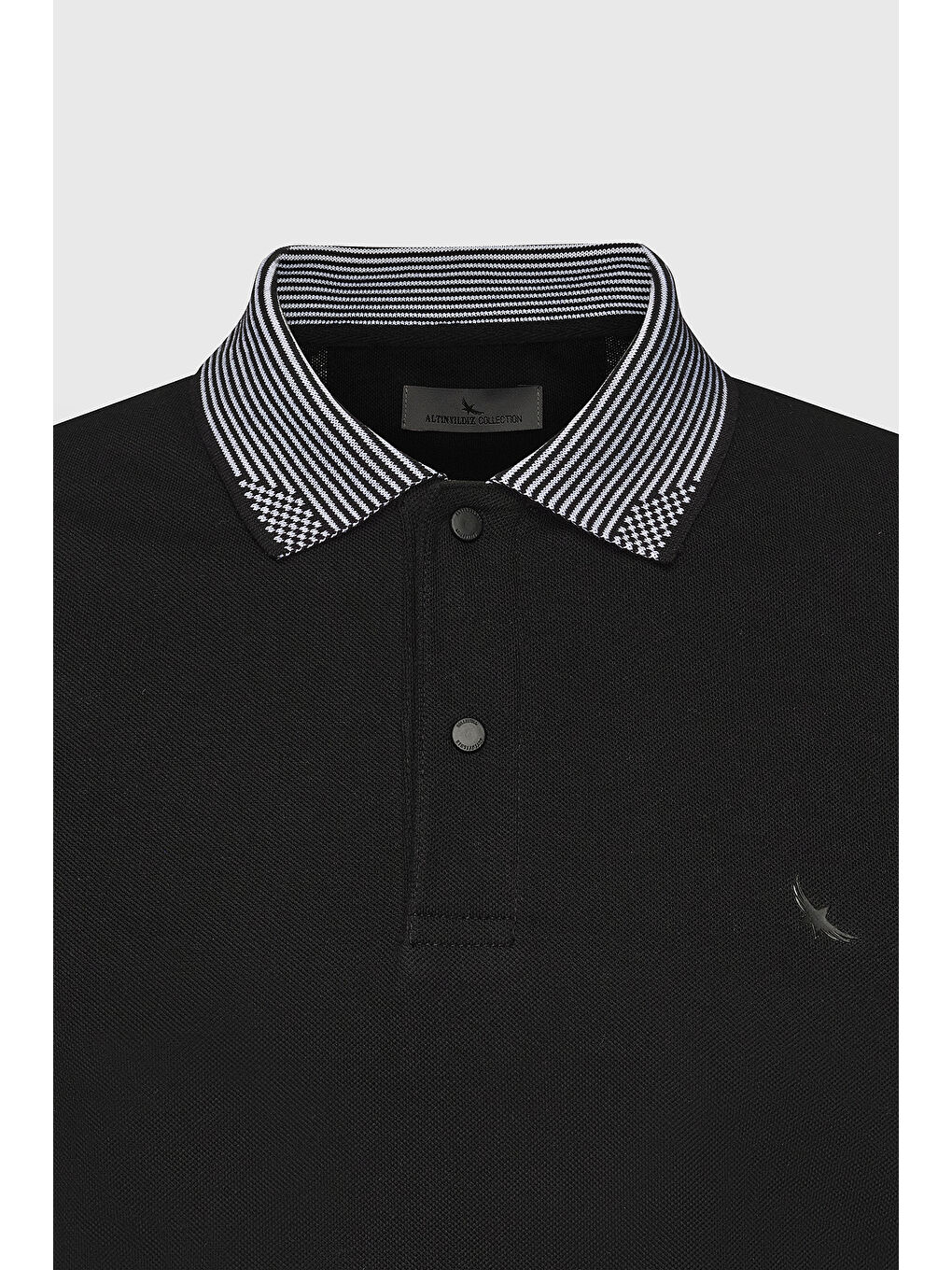 Erkek Siyah Slim Fit Dar Kesim %100 Pamuk Polo Yaka Tişört-5