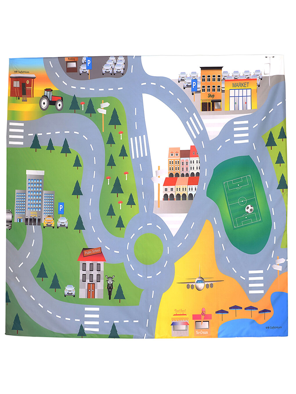 Safemom City Oyun Matı 150x150 Cm Yeşil-2