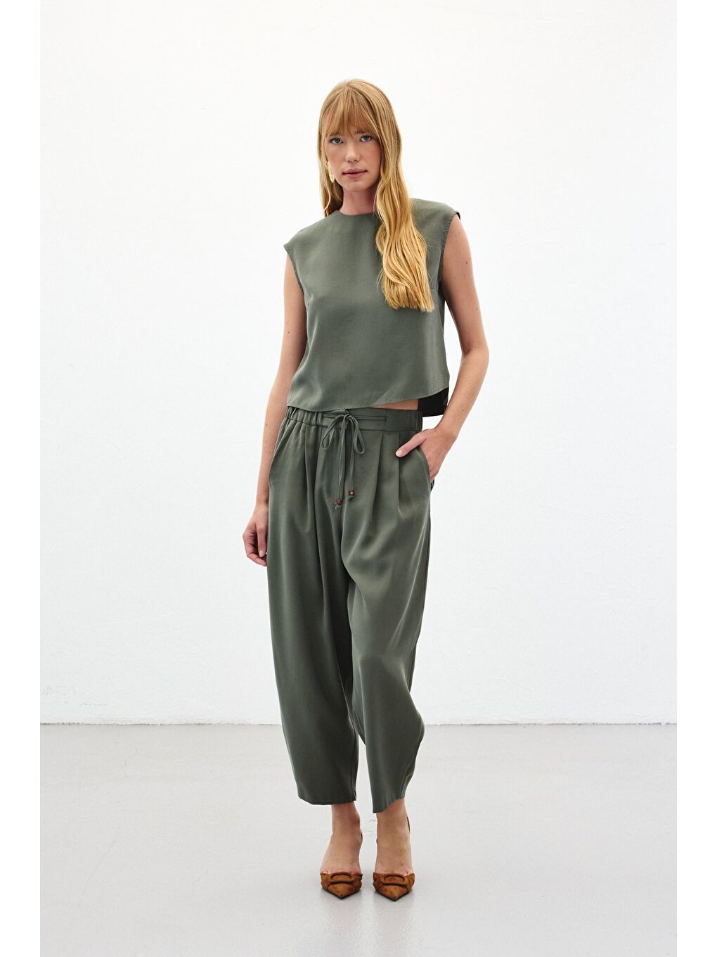 Şalvar Kesim Pantolon - Haki-1