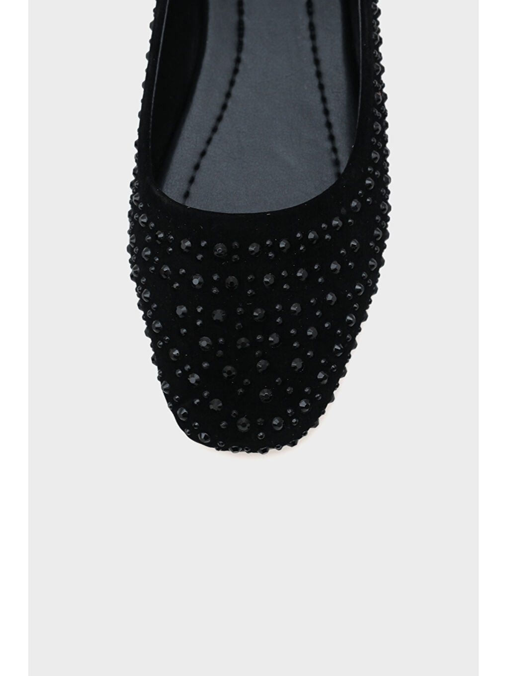 Siyah Karla Kadın Taşlı Babet-3