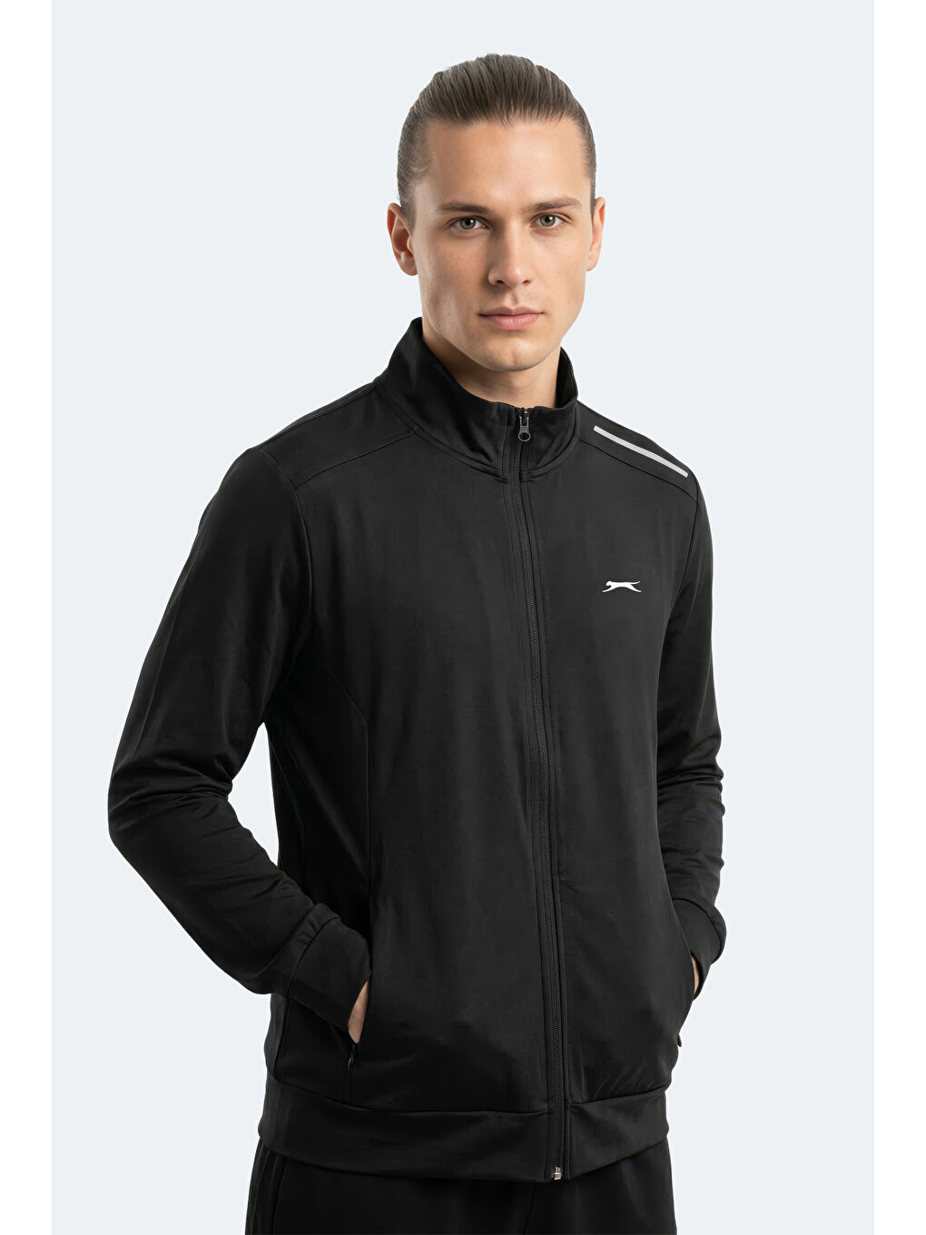 REVOLVER Erkek Fermuarlı Dik Yaka Cepli Siyah Sweatshırt-4