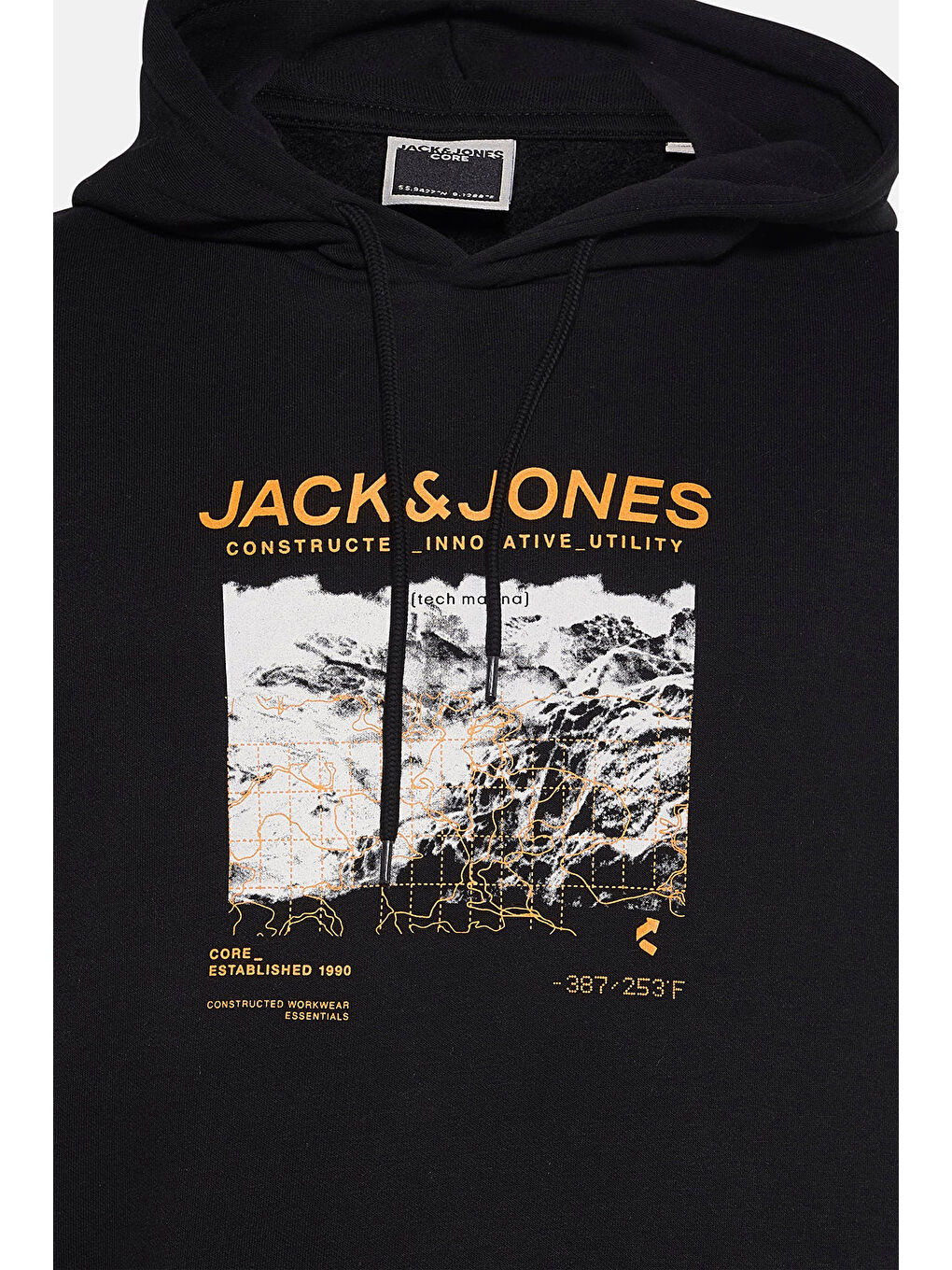 Siyah Core Jcoboost Pamuklu Baskılı Kapüşon Yaka Sweat 12284474-1