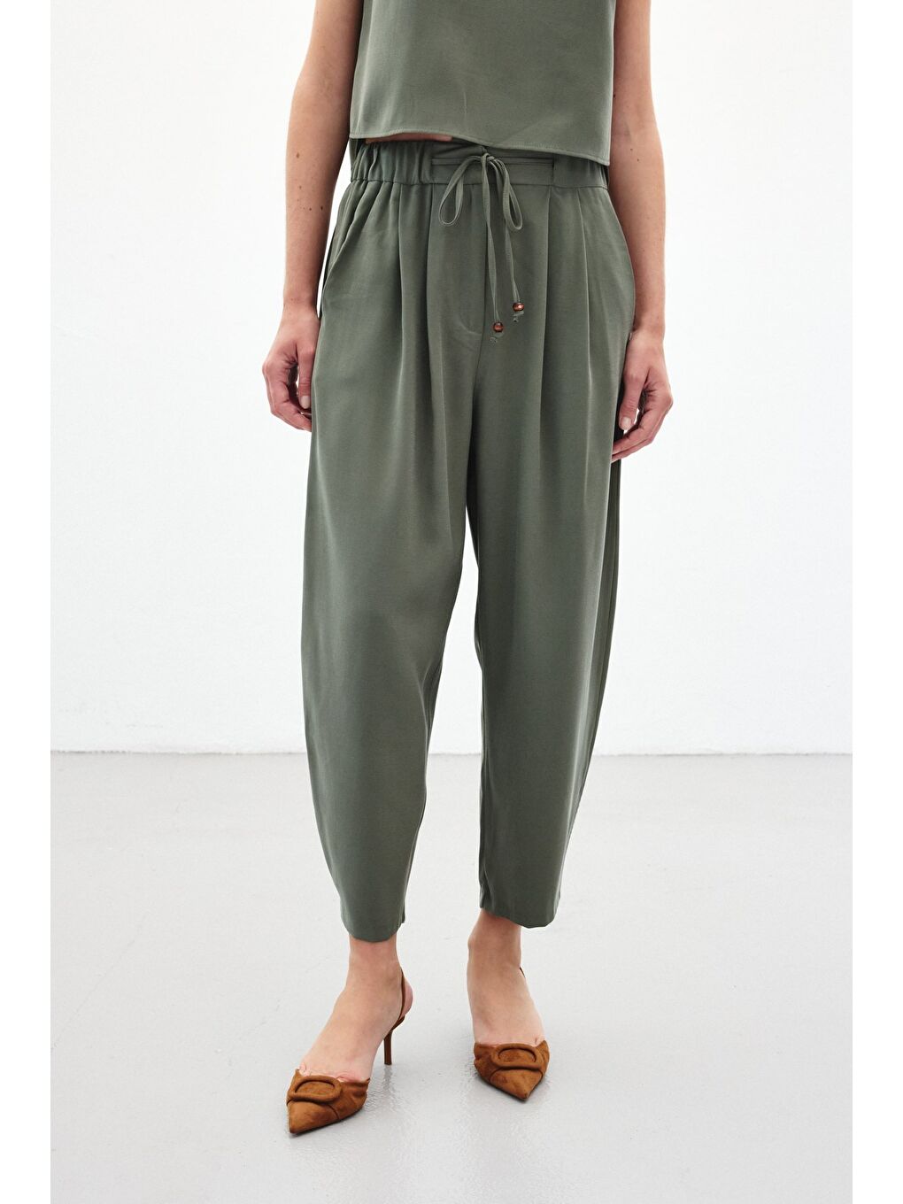 Şalvar Kesim Pantolon - Haki-4