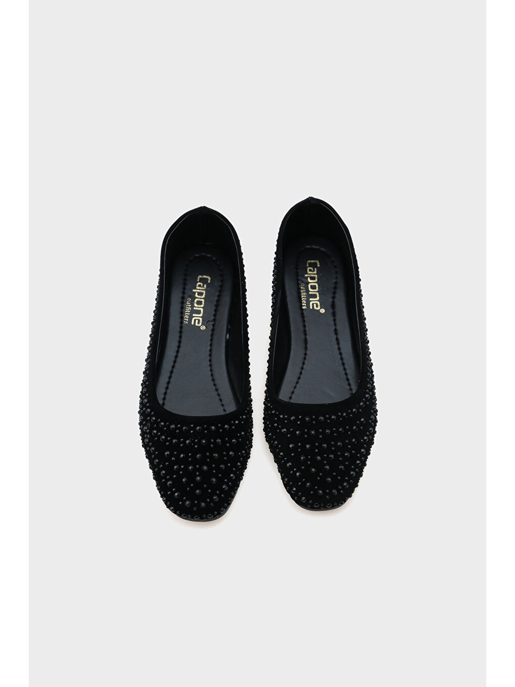 Siyah Karla Kadın Taşlı Babet-6