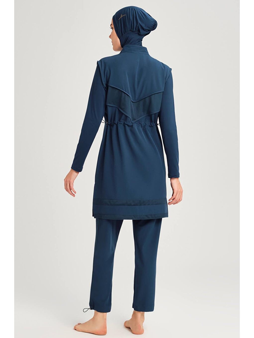 File Detaylı Yeşil Esnek Dokuma 6 Parça Tam Tesettür Mayo Takımı 2853-4