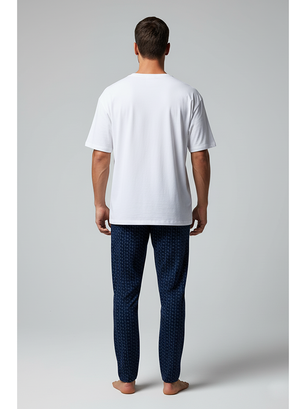 Mavi Erkek %100 Pamuk Cepli Ekose Pijama Altı | Desen 8 040-1