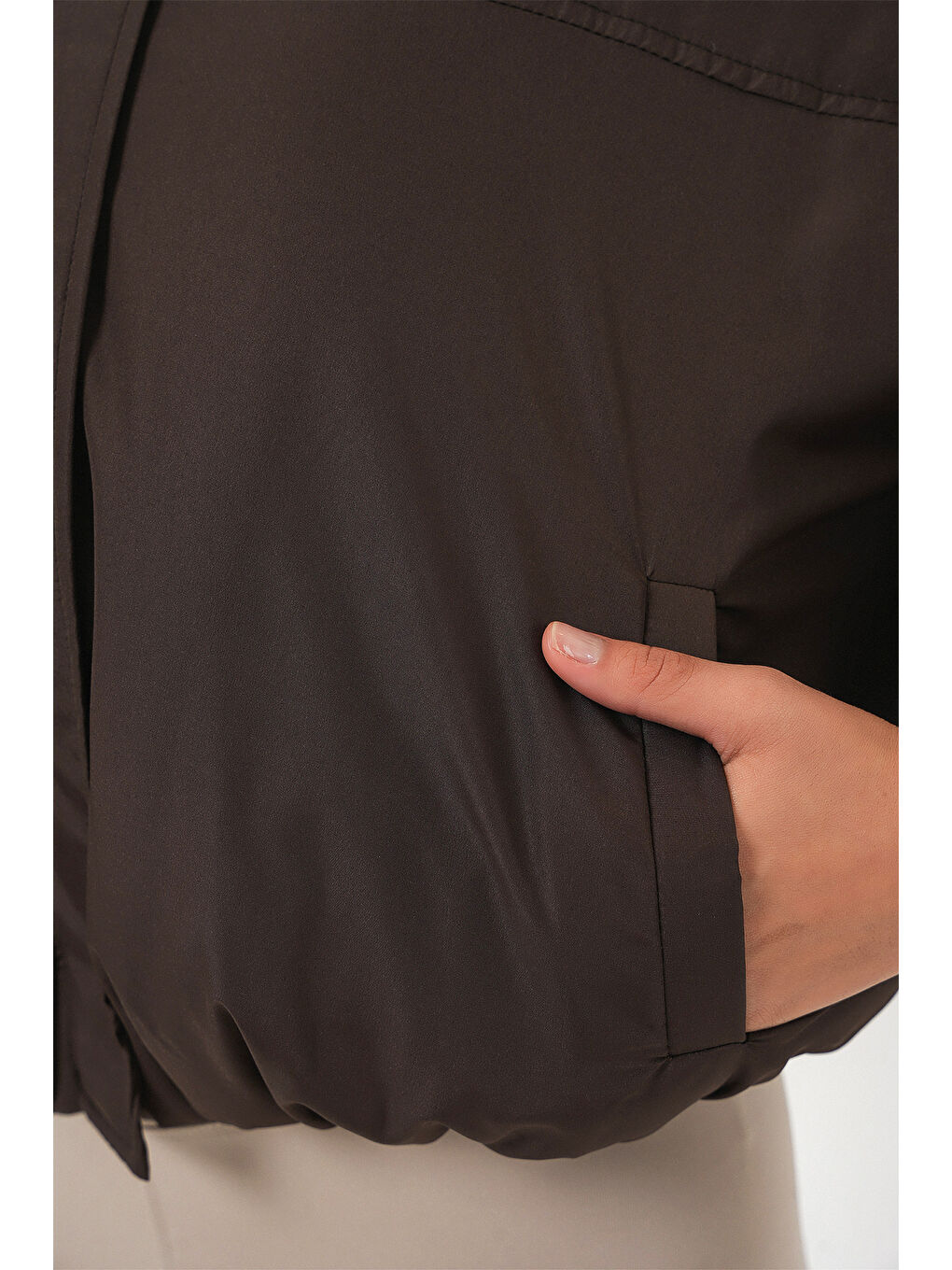 Kadın Oversize Bomber Şişme Mont 5124 - Kahverengi-5