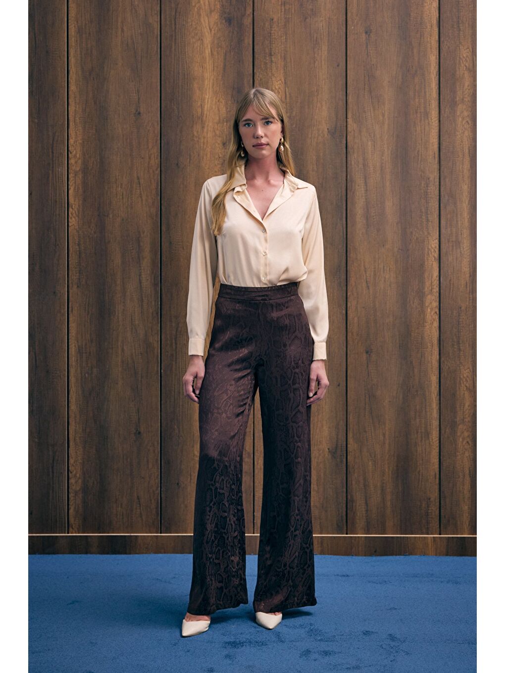 Kahverengi Yılan Desenli Pantolon - Kahve-3