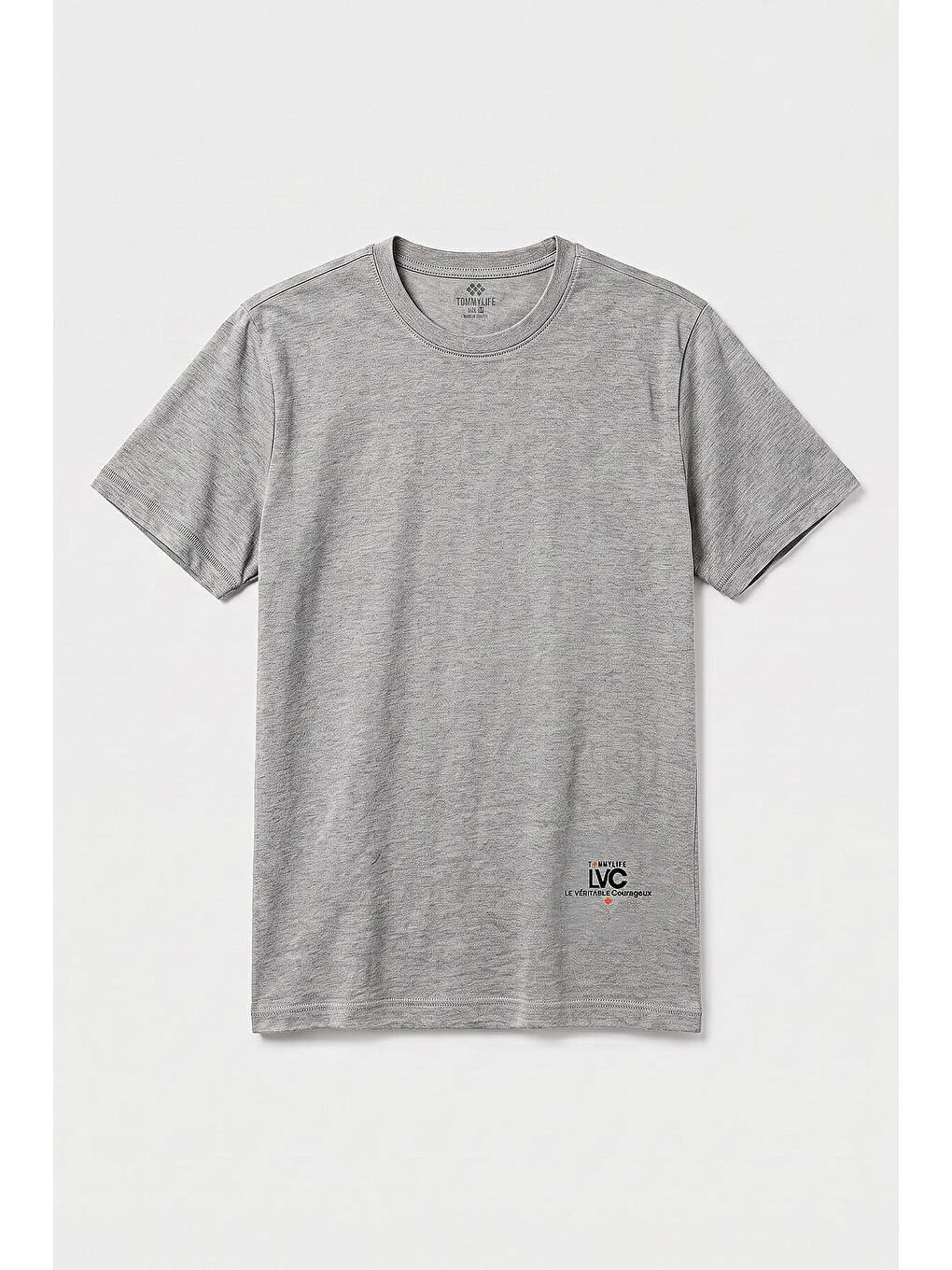 Gri Melanj Standart Fit Baskılı Kısa Kollu Erkek T-shirt - 88440