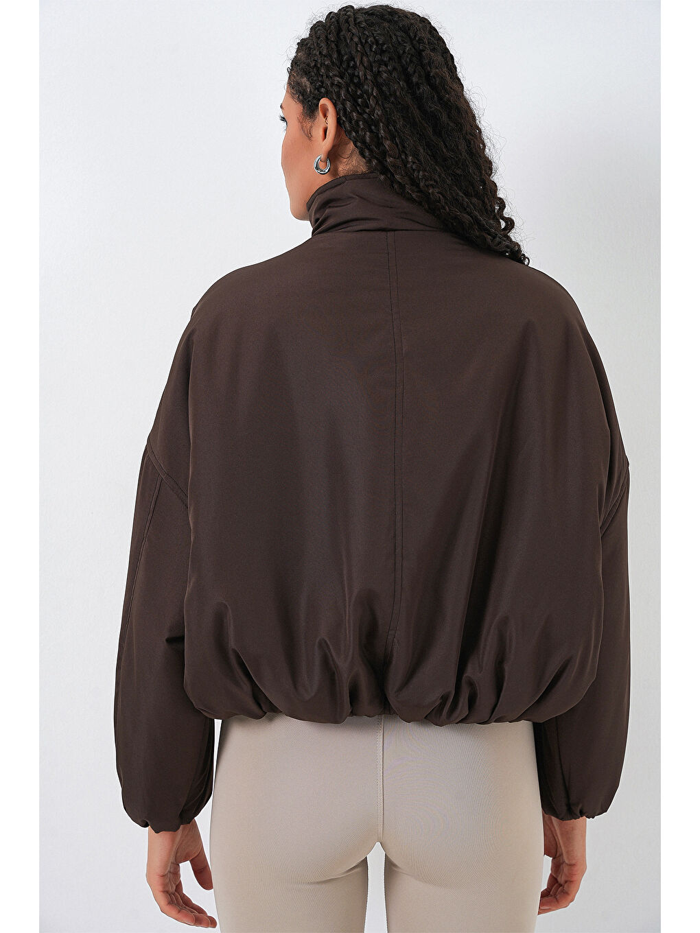 Kadın Oversize Bomber Şişme Mont 5124 - Kahverengi-6