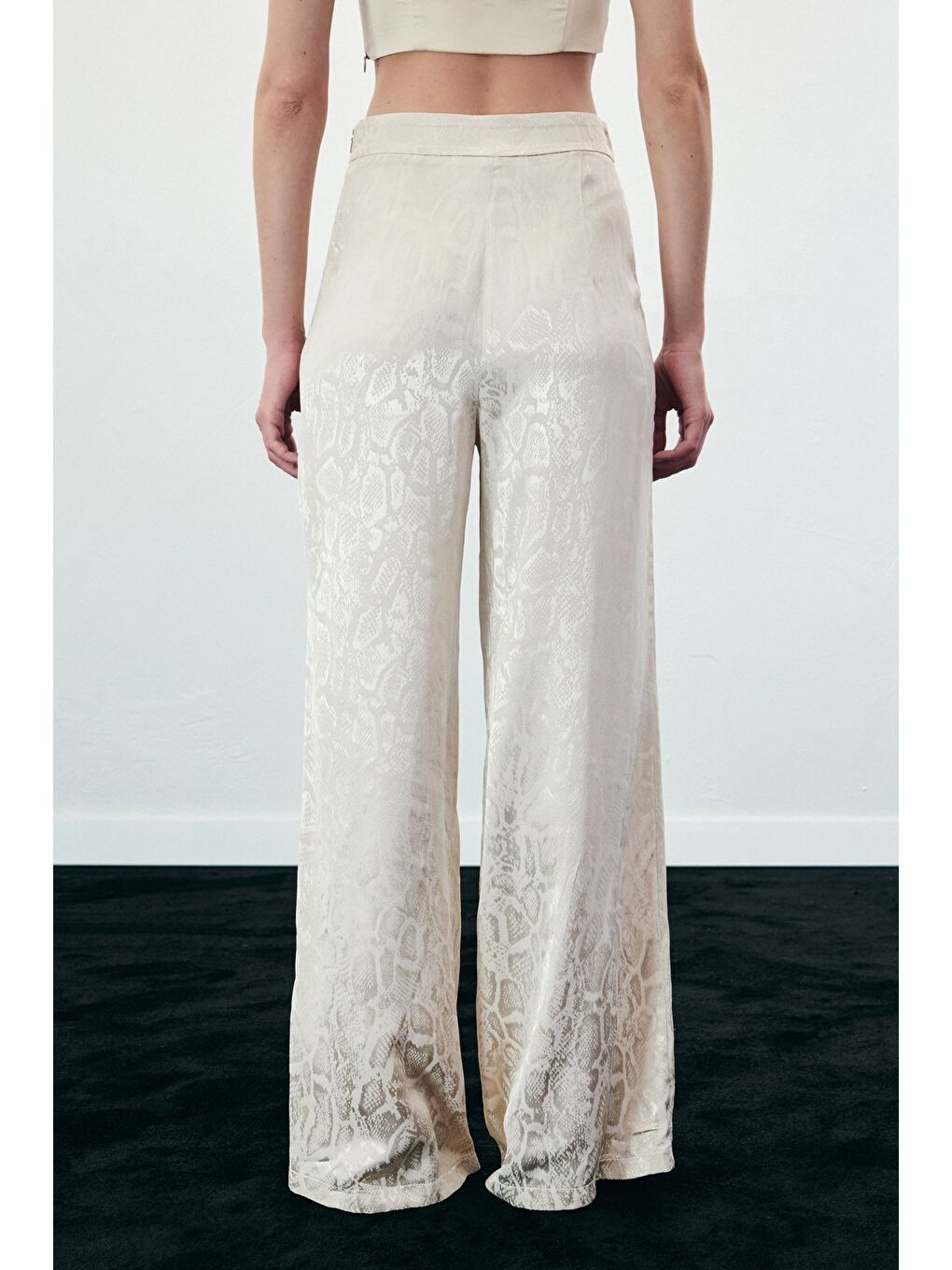 Yılan Desenli Pantolon - Bej-7