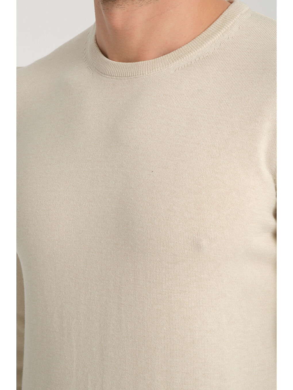 Ekru Bisiklet Yaka Erkek Kazak 1001-2