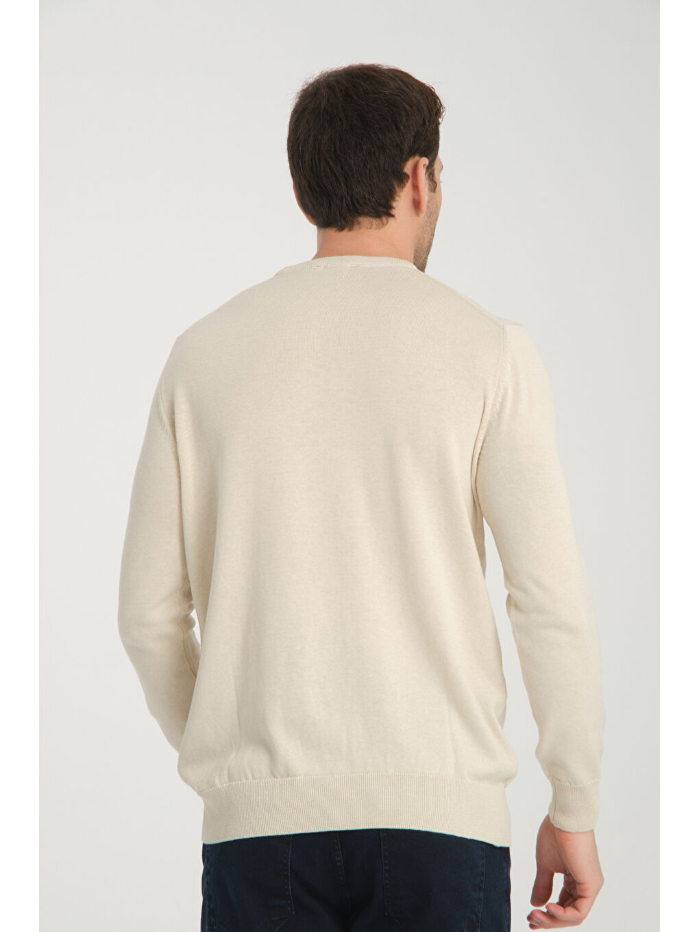 Ekru Bisiklet Yaka Erkek Kazak 1001-3