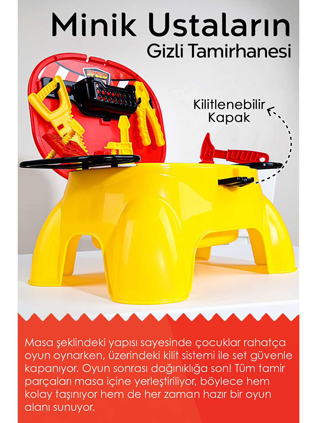 18 Parça Masalı Oyuncak Tamir Seti - Taşıma Çantalı Oturaklı Eğitici Meslek Oyunu Alet Çantası-2