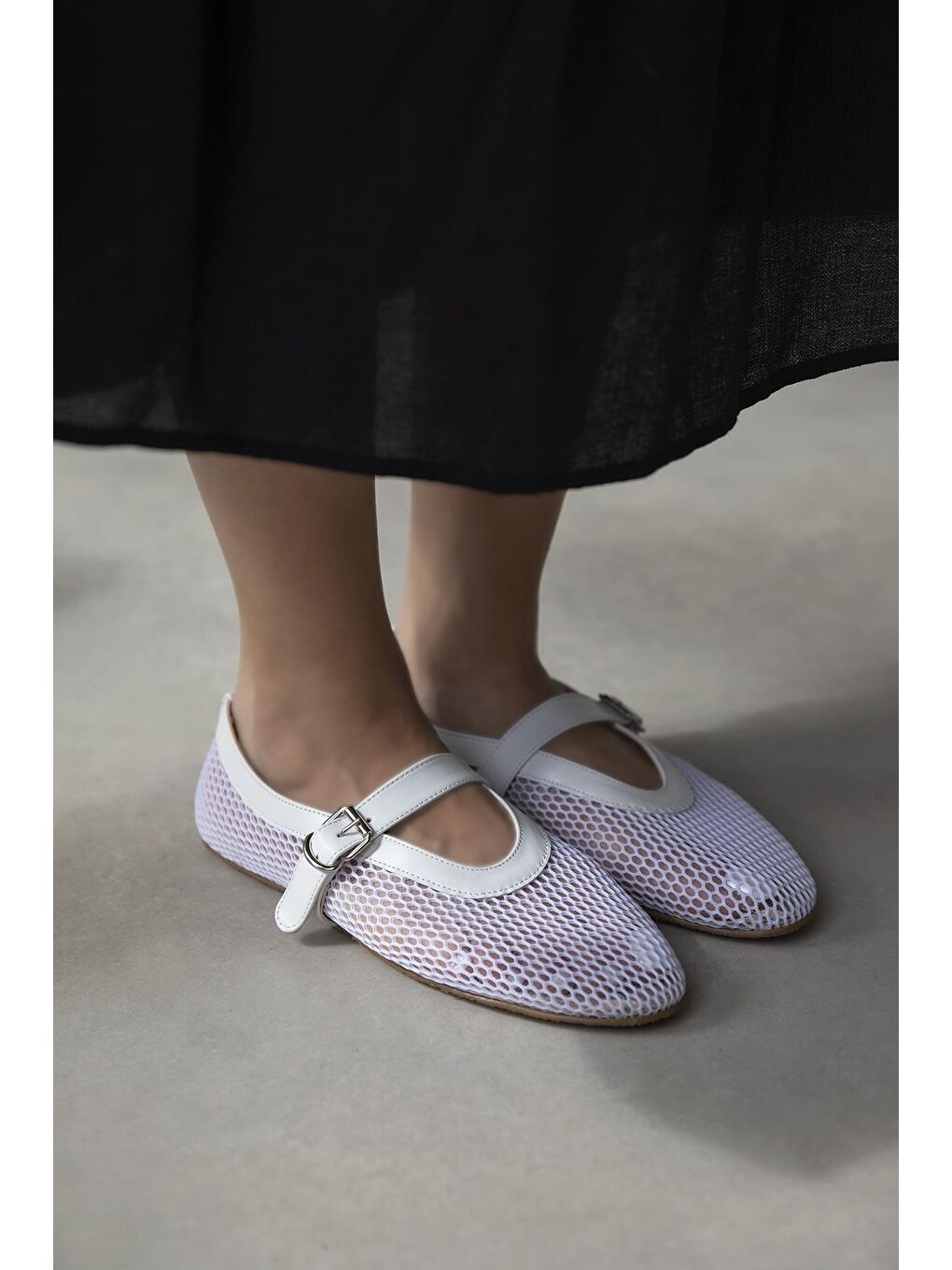 Carol Kadın File Detay Dantel Babet Beyaz-2