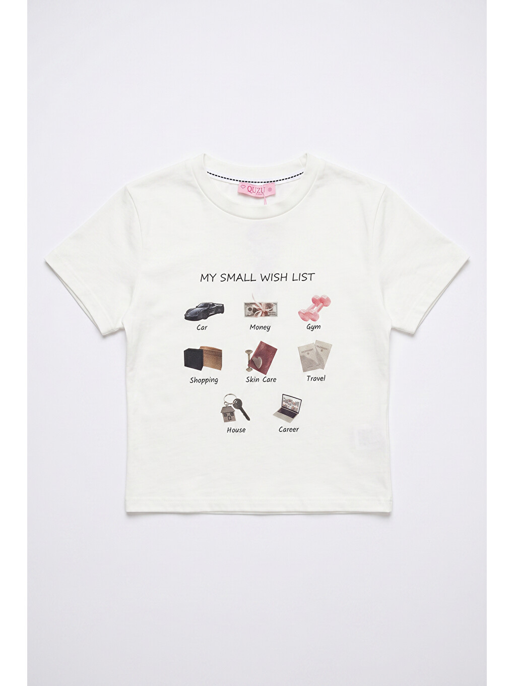 Wish List İkon Baskılı Tişört Ekru-1