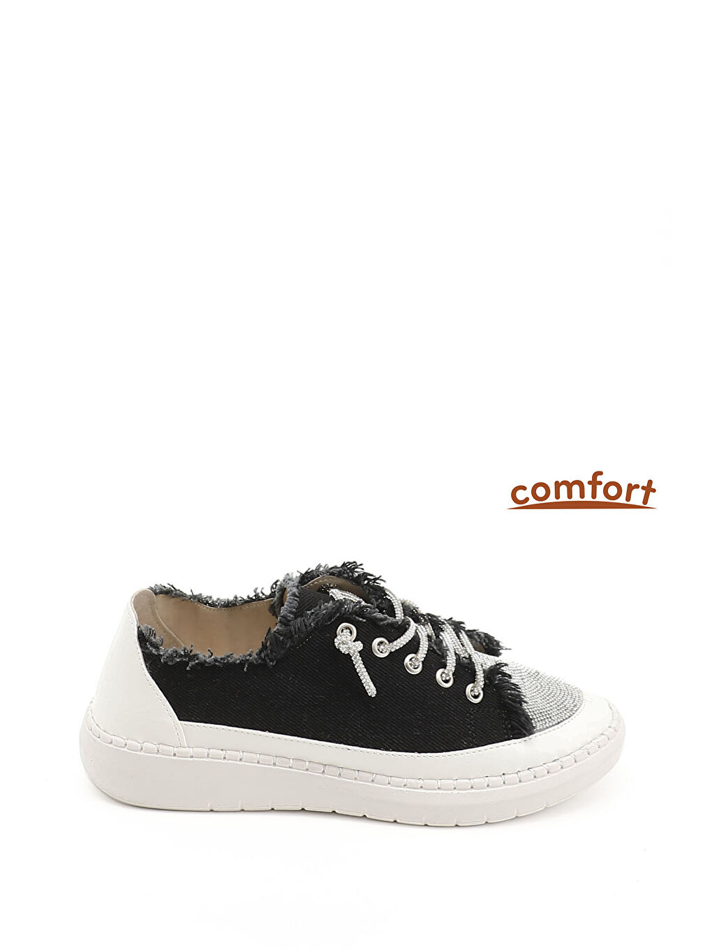 GÖNDERİ(R) Mor Kadın ZÜMRÜT SİYAH Jean Triko Taşlı Comfort Sneaker