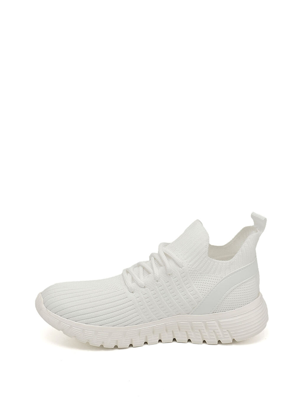 Beyaz Kadın BEYAZ-AÇIK GRİ Triko Bağcıklı Memory Foam Tabanlıklı Comfort Sneaker-2