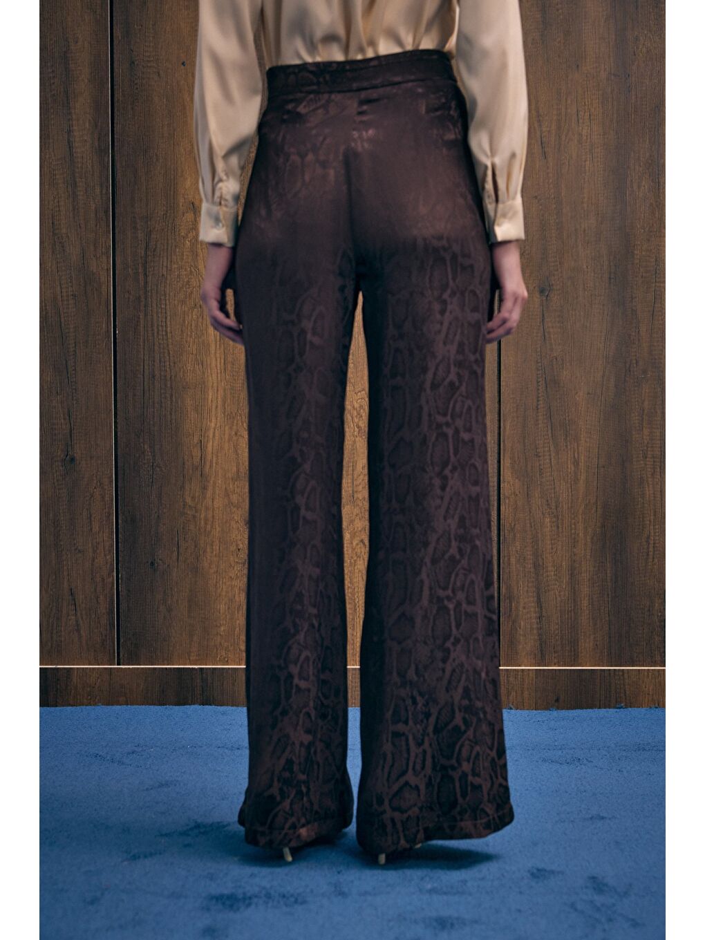 Kahverengi Yılan Desenli Pantolon - Kahve-7