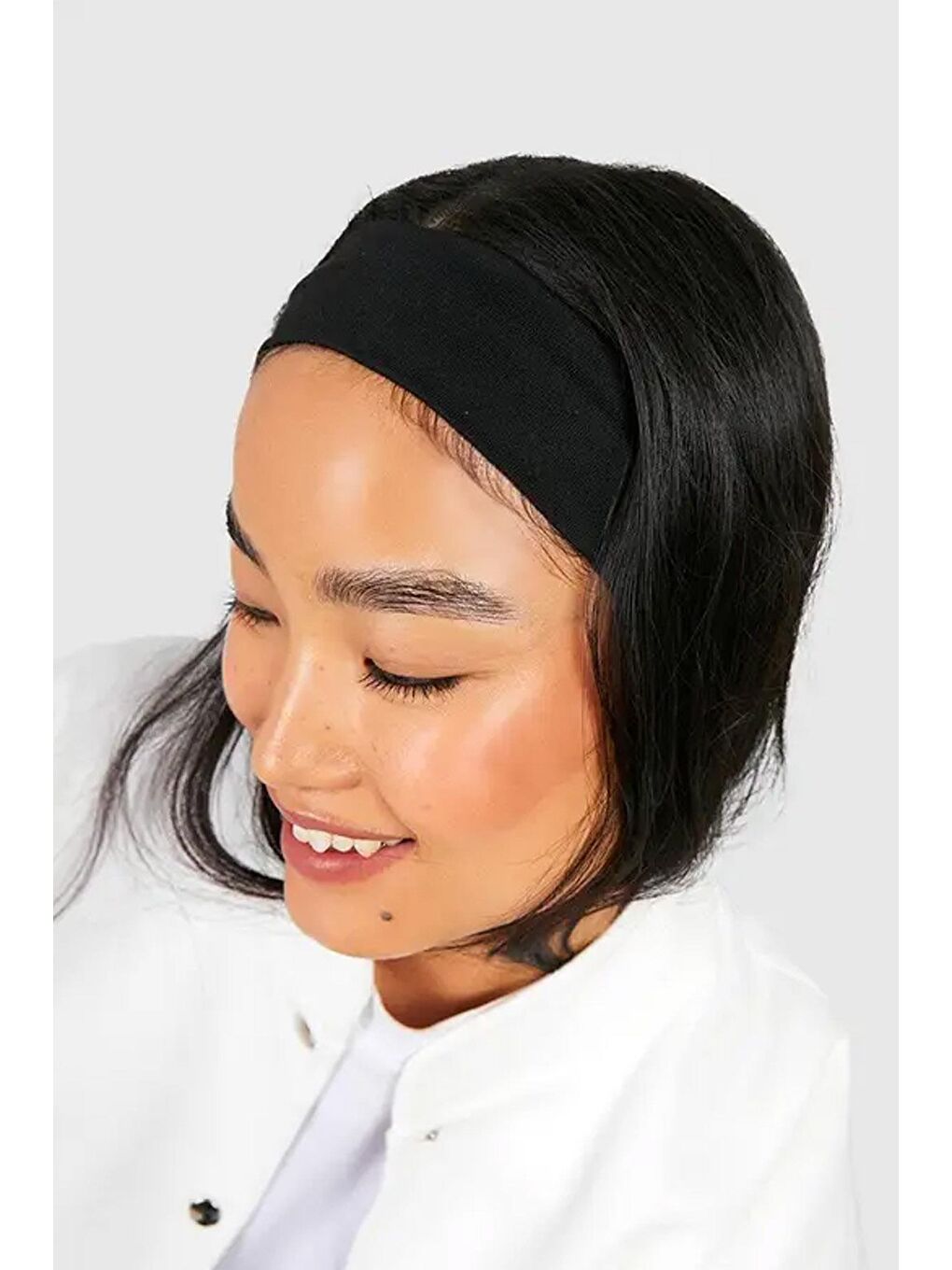 2 Adet Siyah- Beyaz Elastan Jersey Saç bandı-1