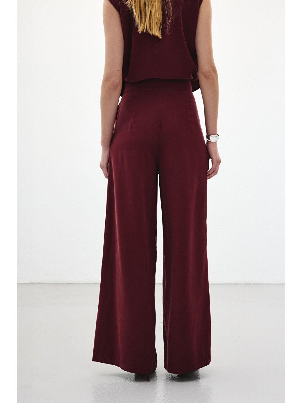 Geniş Paça Pantolon - Bordo-7