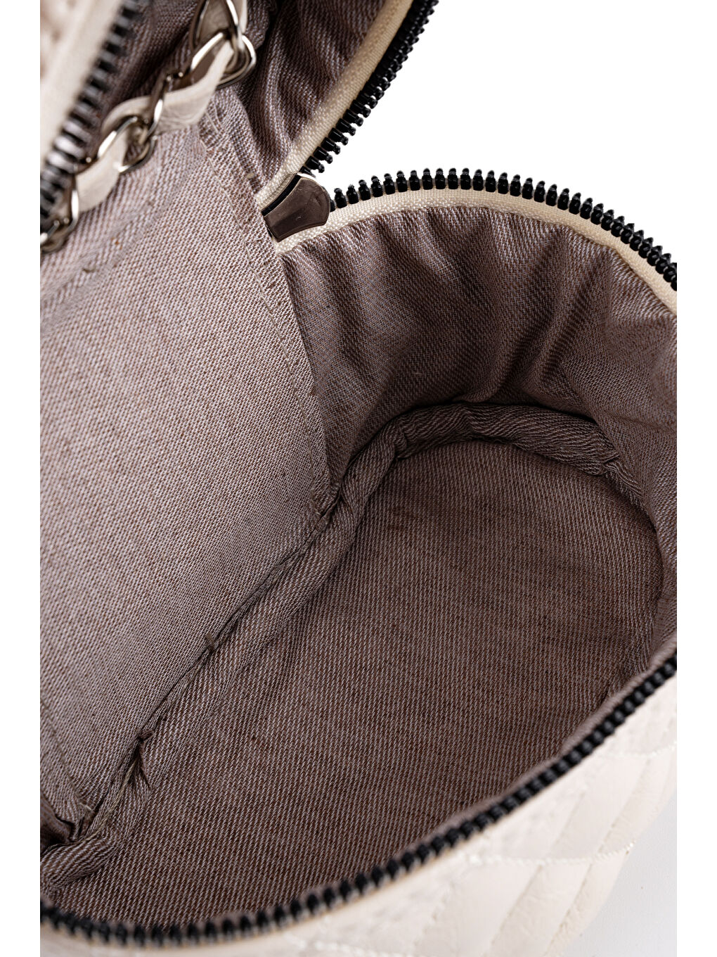 Kahverengi Suni Deri Almira Kadın Çapraz Çanta Krem-3