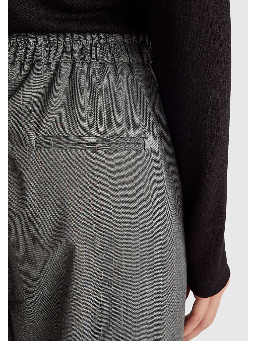 Kadın Gri Viskoz Karışımlı Paçası Katlamalı Jogger Pantolon-5