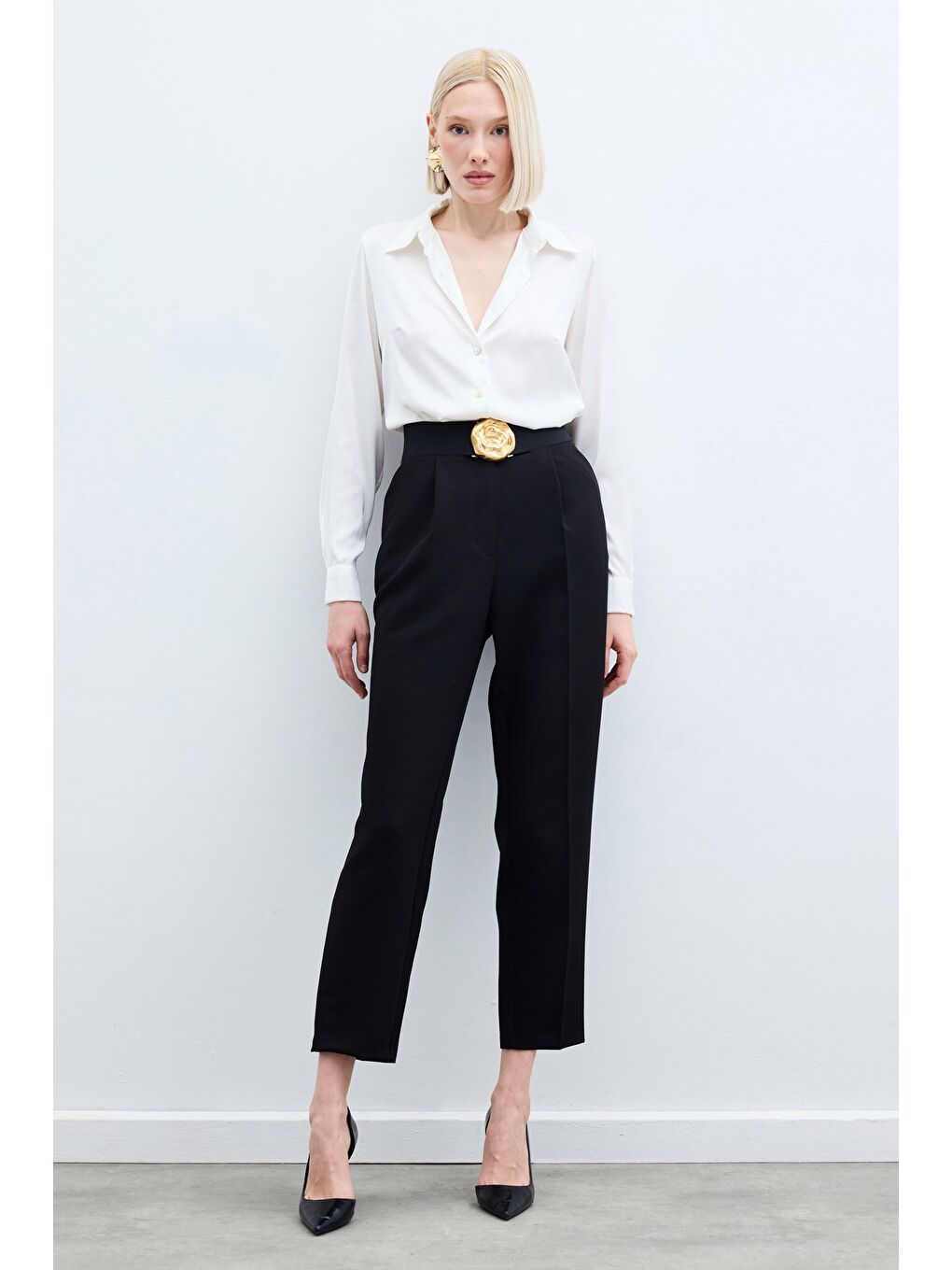Yüksek Bel Klasik Pantolon - Siyah